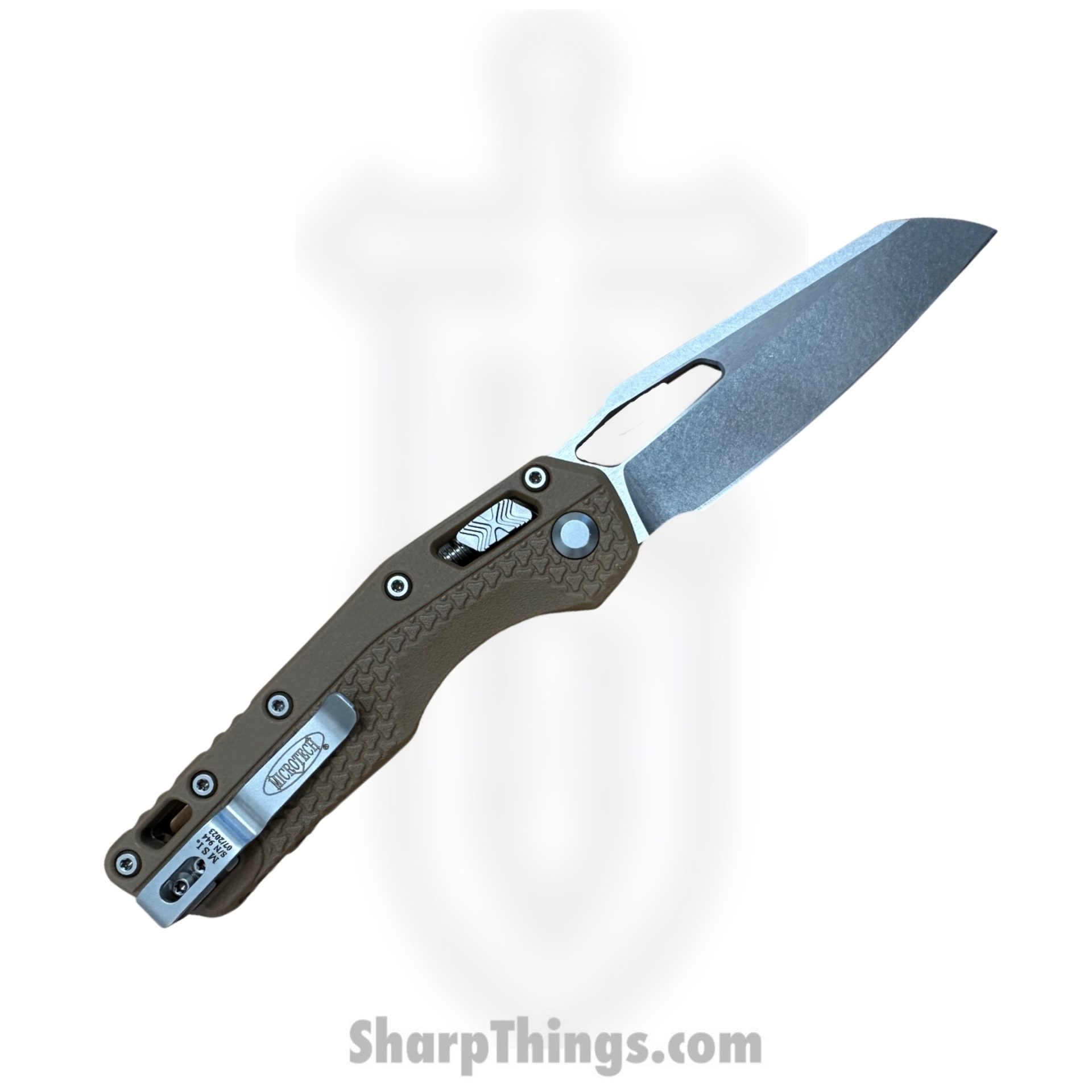 MICROTECH - 210T-10IMDE - MSI S/E Tri-Grip Injection - Folding Knife - M390MK Stonewash Wharncliffe - Tri-Grip Injection Molded Handle - FDE - Image 2