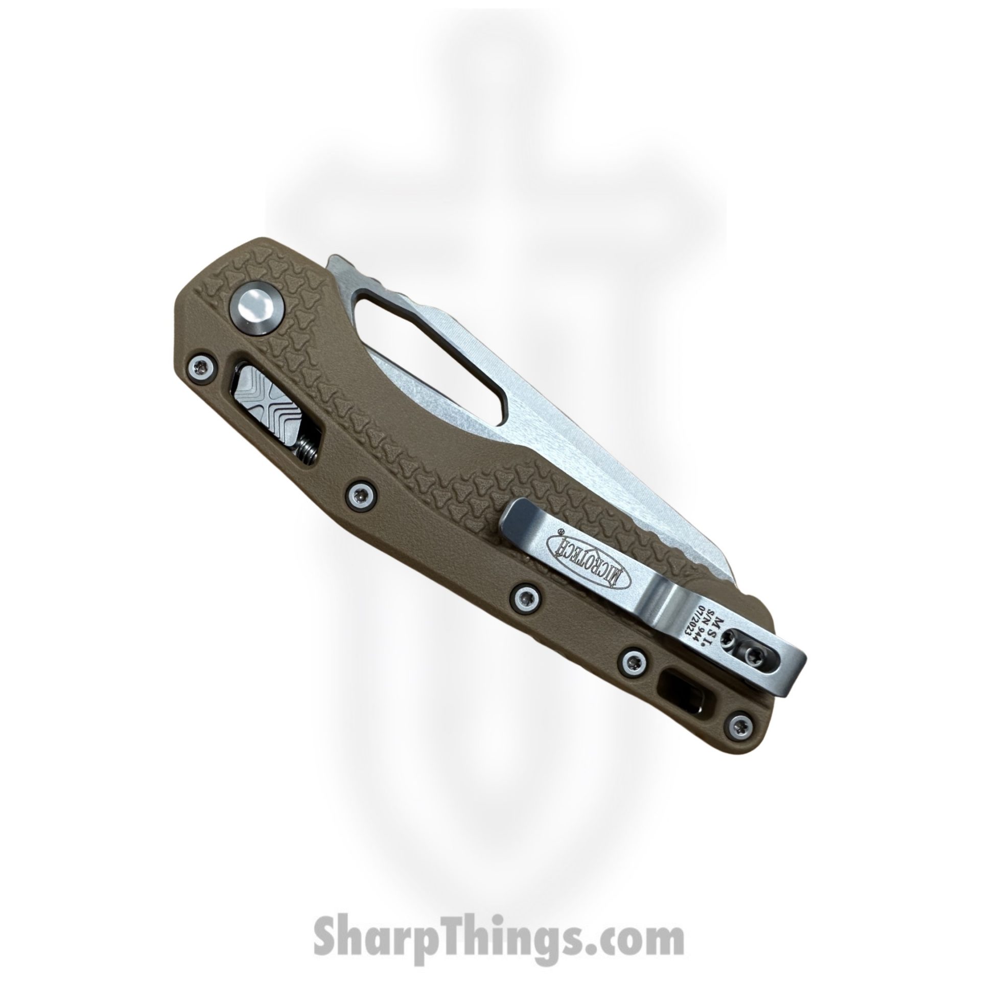 MICROTECH - 210T-10IMDE - MSI S/E Tri-Grip Injection - Folding Knife - M390MK Stonewash Wharncliffe - Tri-Grip Injection Molded Handle - FDE - Image 3