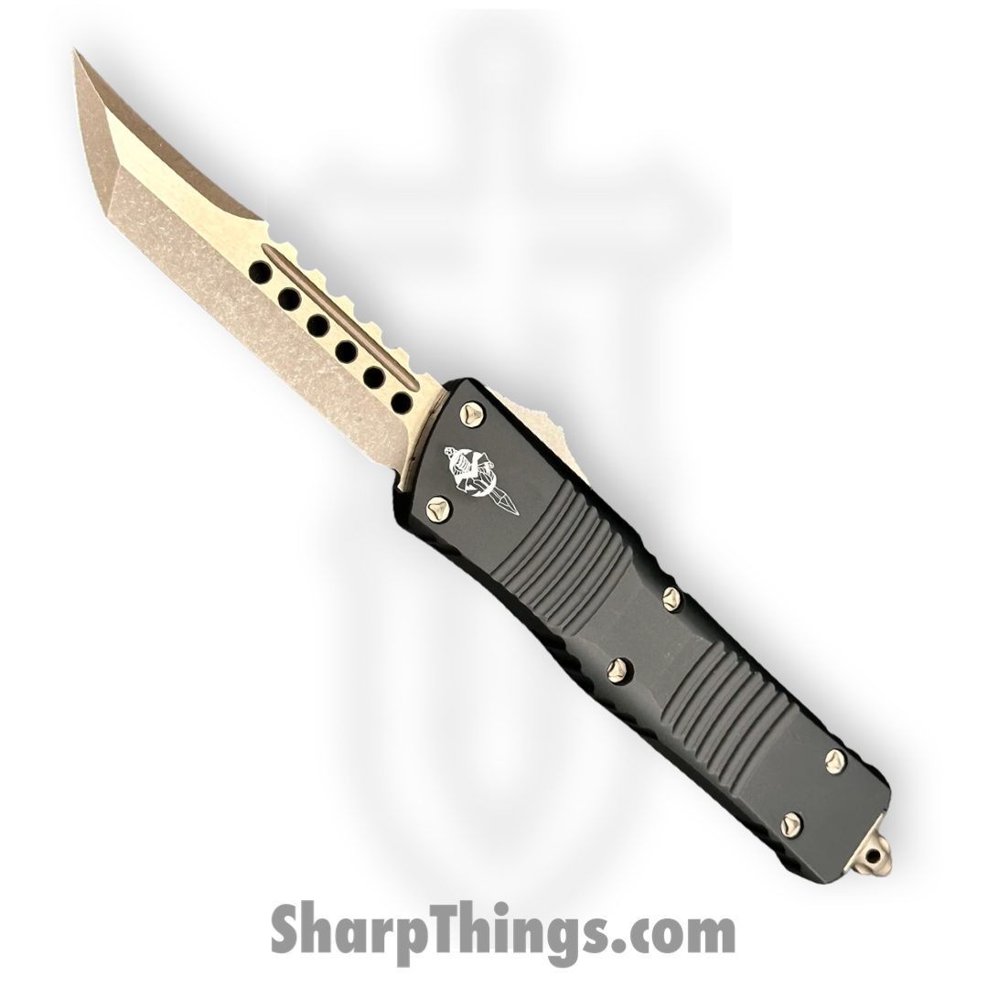 Microtech - 219-13APS - Signature Series Combat Troodon - OTF Auto - Bronzed Apocalyptic Hell Hound - 6061-T6 - Black