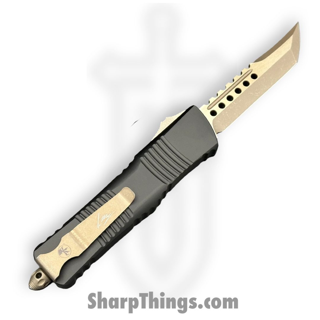 Microtech - 219-13APS - Signature Series Combat Troodon - OTF Auto - Bronzed Apocalyptic Hell Hound - 6061-T6 - Black - Image 2