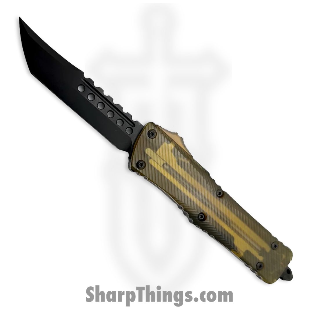Microtech - 219-1DLCTULS - Combat Troodon with Ultem Top - OTF Auto - Black Hell Hound - 6061-T6 - Ultem