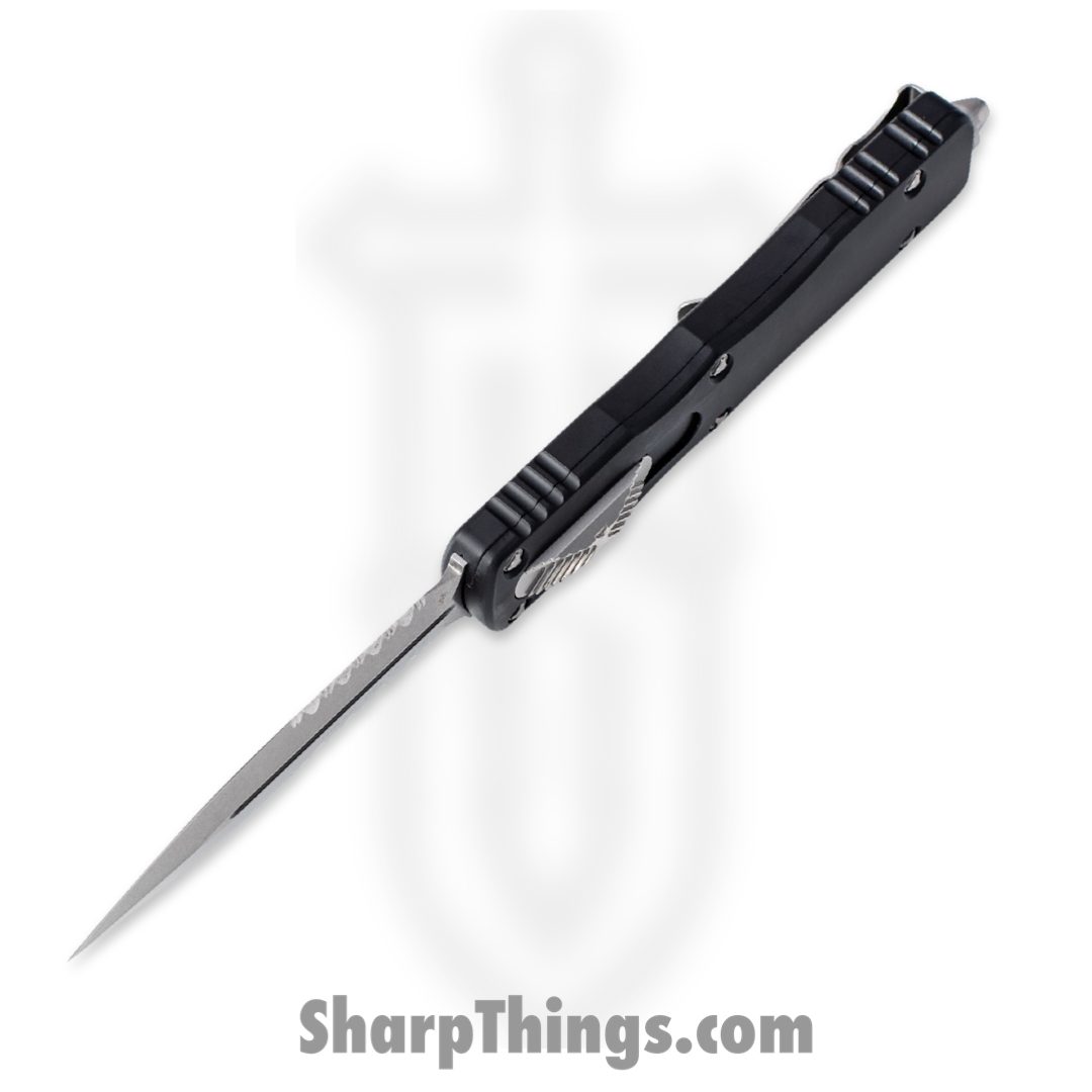 Microtech - 227-11 - Dirac Delta - OTF Auto - Stonewash Double Edge Dagger Partially Serrated - 6061-T6 Aluminum - Black - Image 3