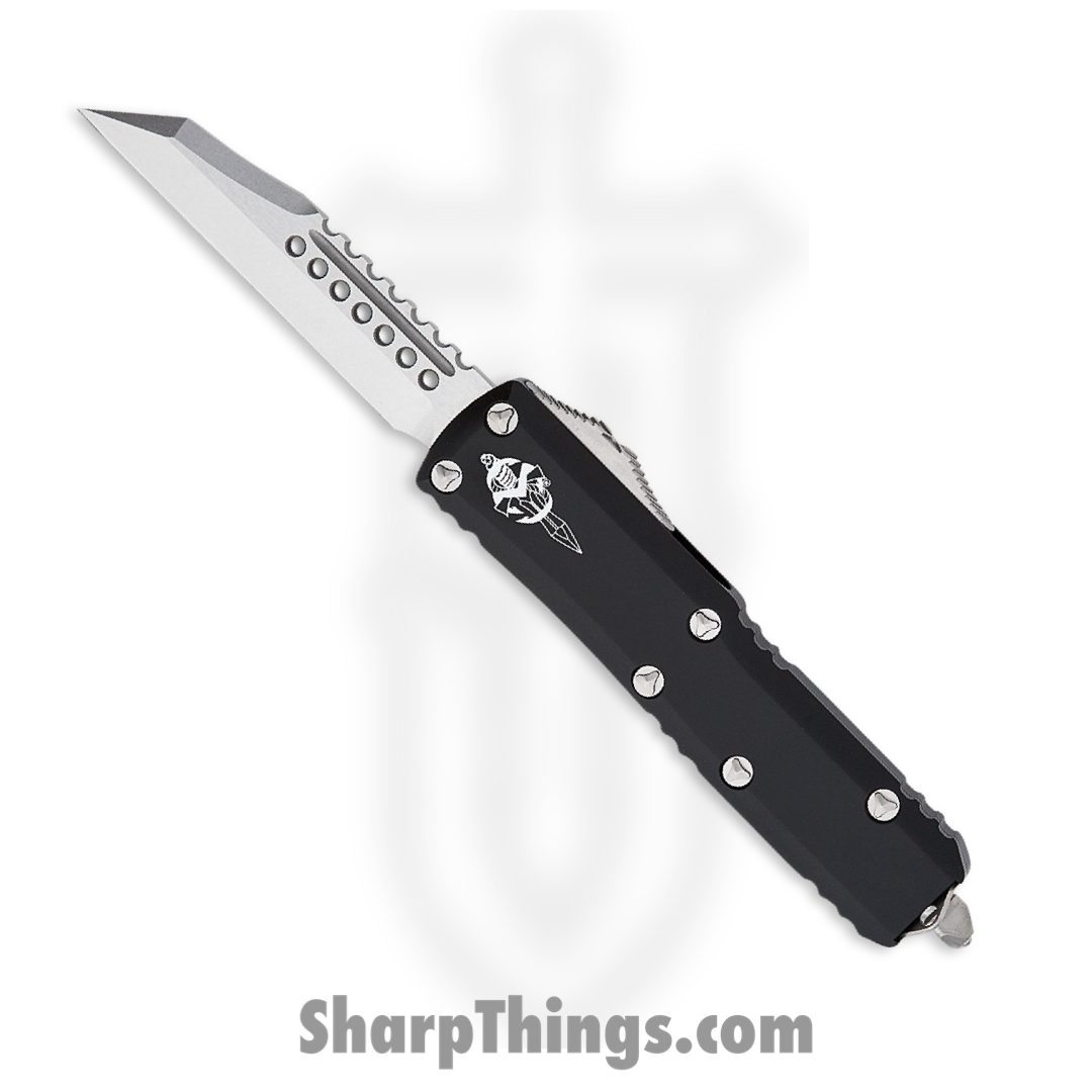Microtech - 719W-10S - UTX-85 - OTF Auto - Stonewash Warhound - 6061-T6 Aluminum - Black