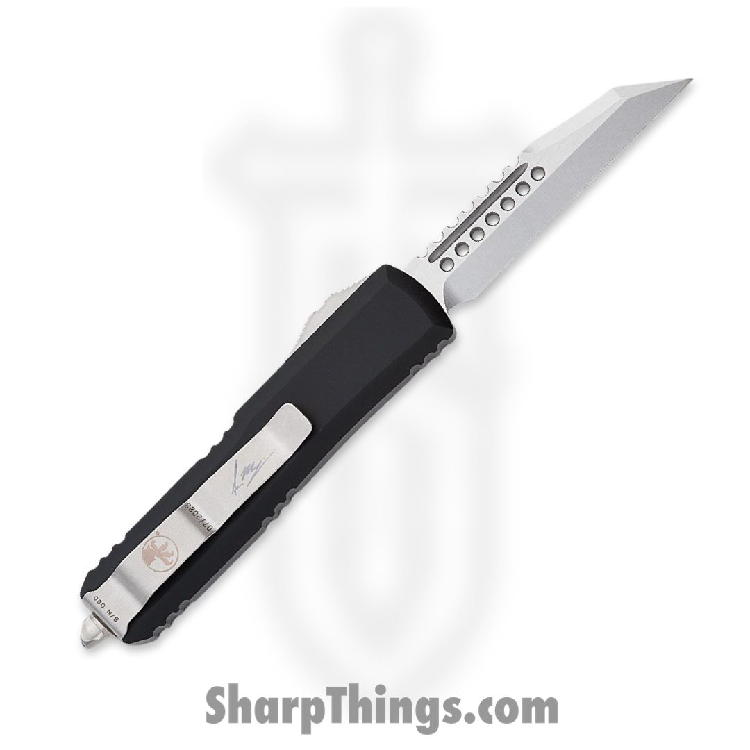 Microtech - 719W-10S - UTX-85 - OTF Auto - Stonewash Warhound - 6061-T6 Aluminum - Black - Image 2