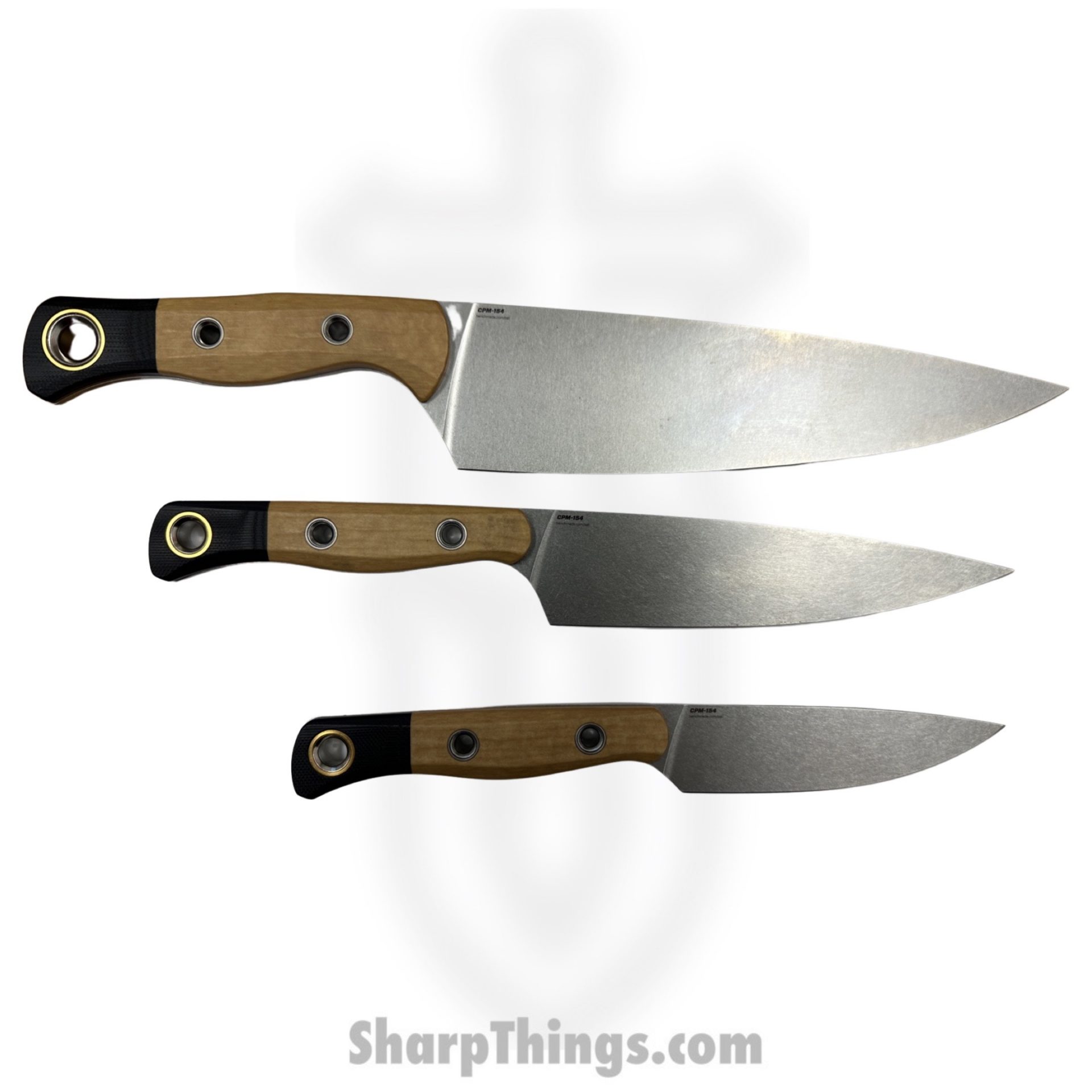 Benchmade - 4000-02 - 3 Piece Set - Fixed Blade Knife - CPM-154 Stonewash Drop Point - Richlite - Tan, Black - Image 2