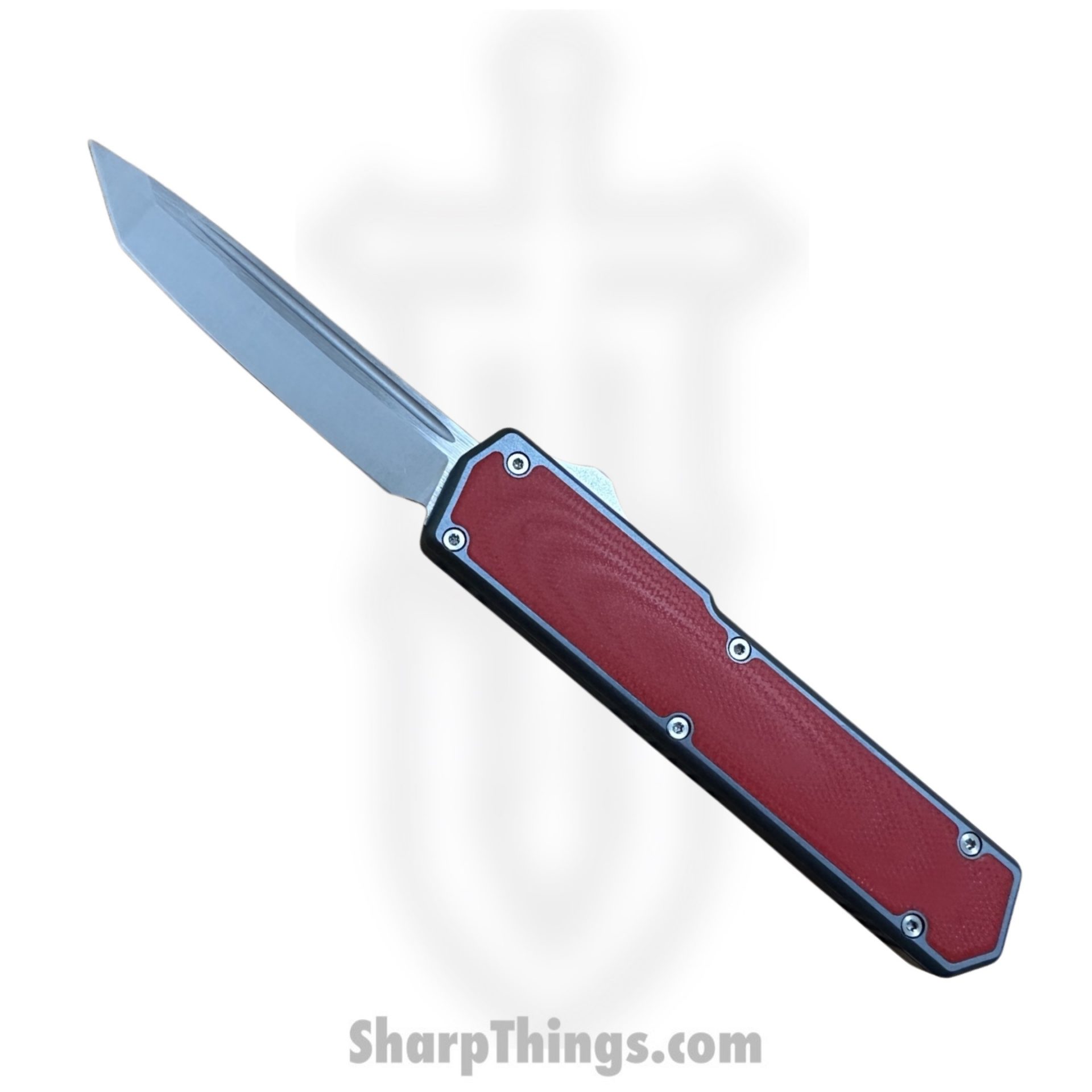 TakCom - Vigor-V2-GR - Vigor V2 OTF - OTF Auto - Satin 154CM - Tanto - Gray w Red G-10