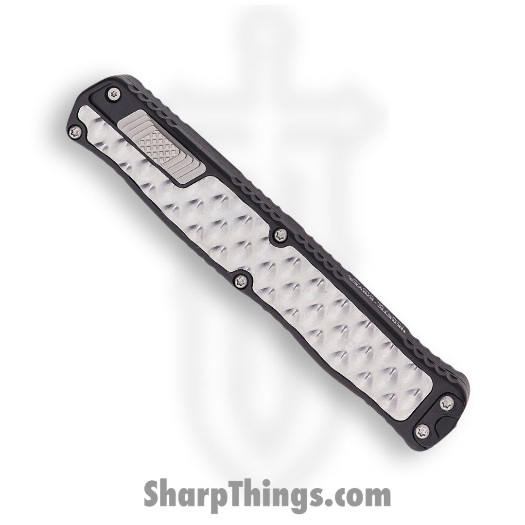 Heretic Knives - H019-2B - Cleric II - OTF Automatic - Stonewash Magnacut Tanto Partial Serrated - Stonewash Stainless Bubble inlay - Black - Image 3