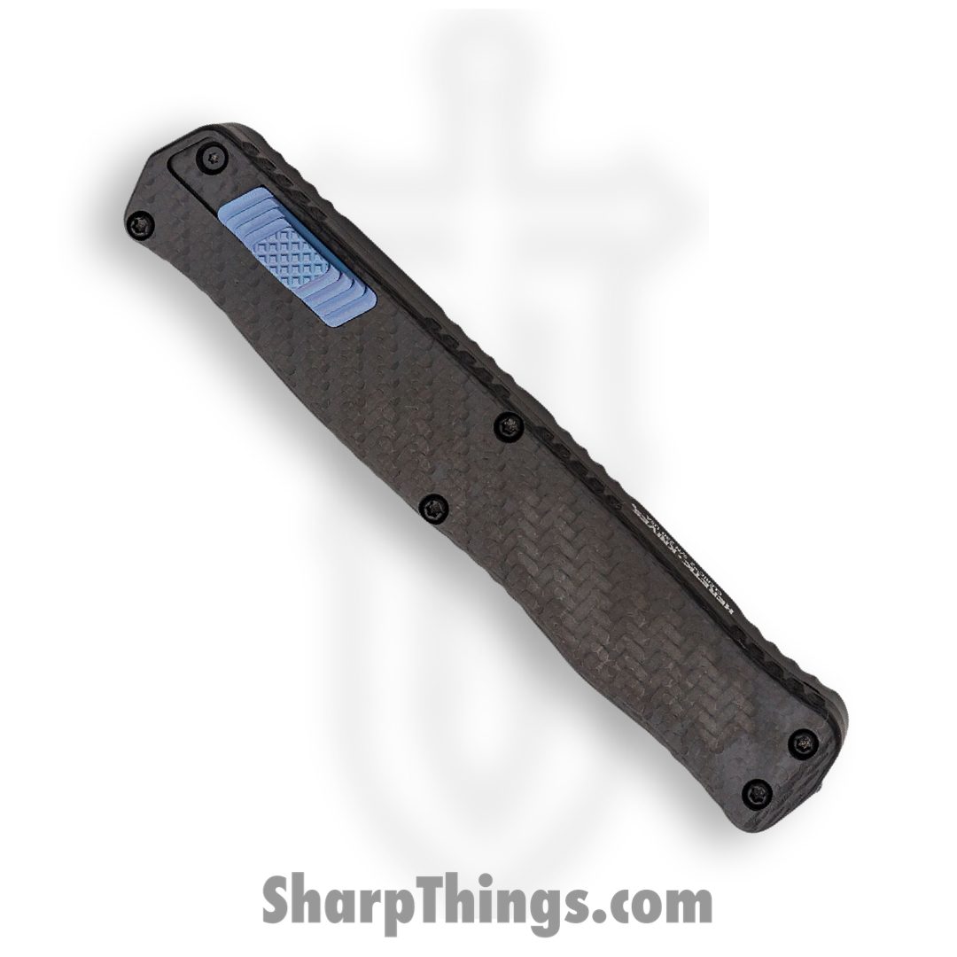 Heretic Knives - H020-2A-CF/Blu - Cleric II - OTF Automatic - Stonewash Magnacut Double Edge - Aluminum - Carbon Fiber w/Blue Ti Accents - Image 3