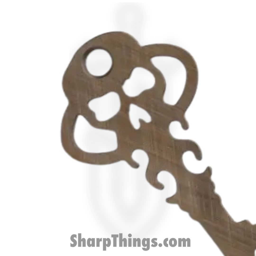 Chaves Knives - KEY/TL/BTI/CH - Skeleton Key Tool Prybar - Titanium Crosshatch - Bronze - Image 3