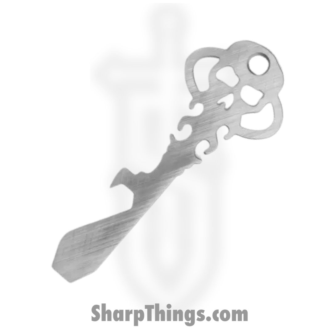 Chaves Knives - KEY/TL/NTI/CH - Skeleton Key Tool Prybar - Titanium Crosshatch - Natural - Image 2