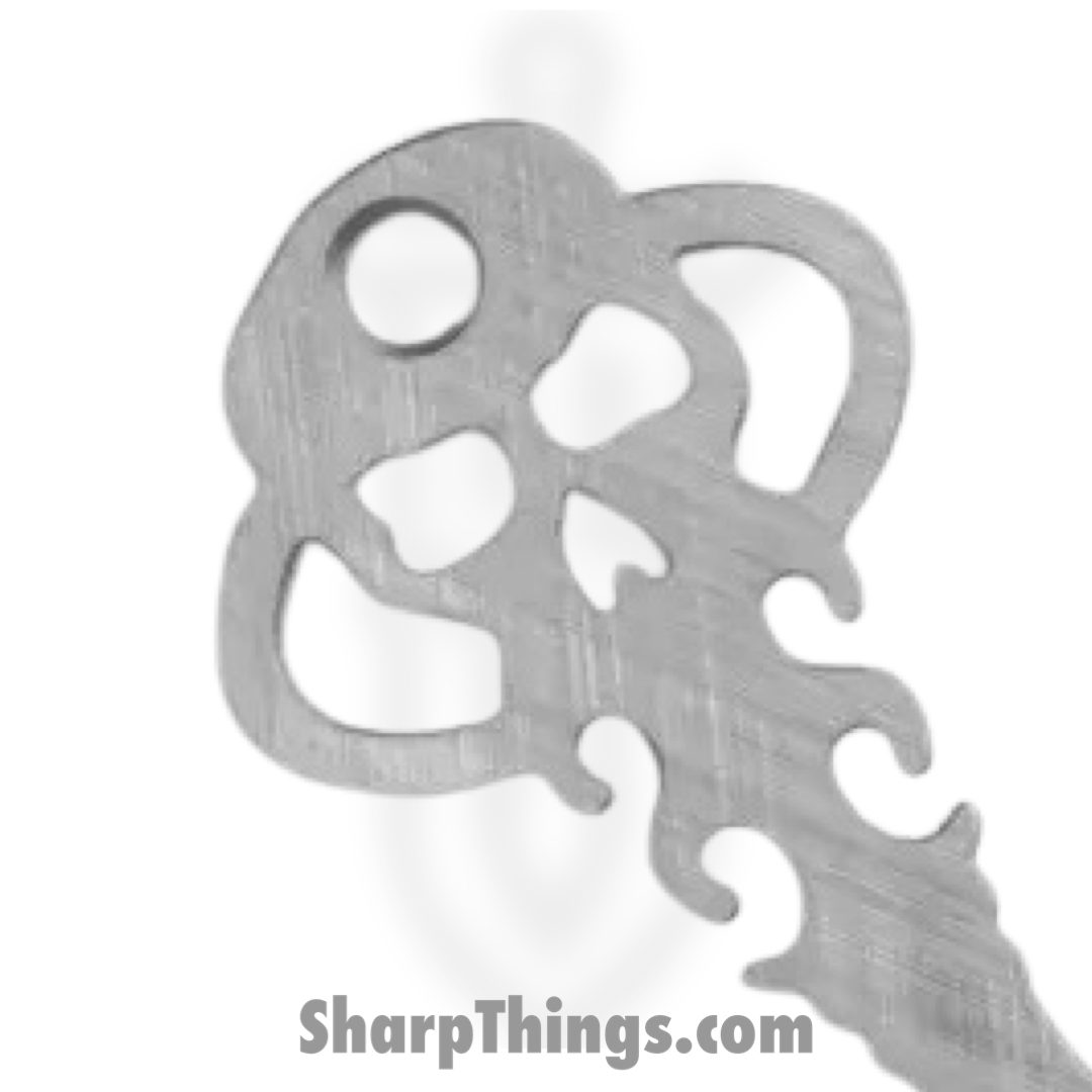 Chaves Knives - KEY/TL/NTI/CH - Skeleton Key Tool Prybar - Titanium Crosshatch - Natural - Image 3
