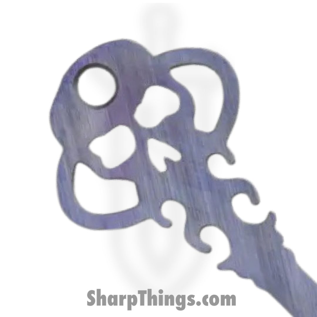 Chaves Knives - KEY/TL/LPTI/CH - Skeleton Key Tool Prybar - Titanium Crosshatch - Purple - Image 3