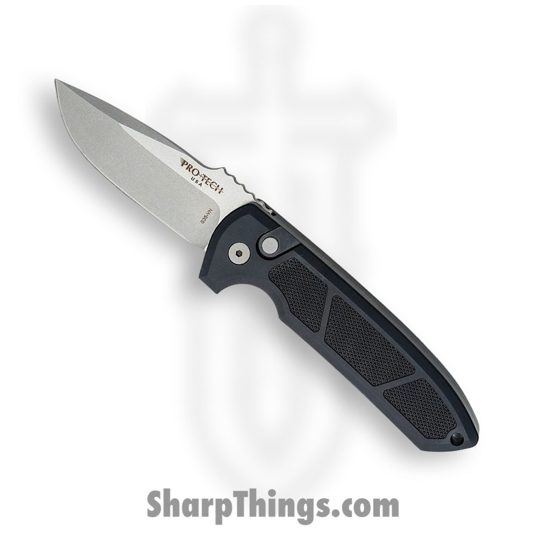 ProTech - LG305 - Rockeye Auto - Automatic Knife - CPM-S35VN Stonewash Drop Point - 6061-T6 Aluminum - Black