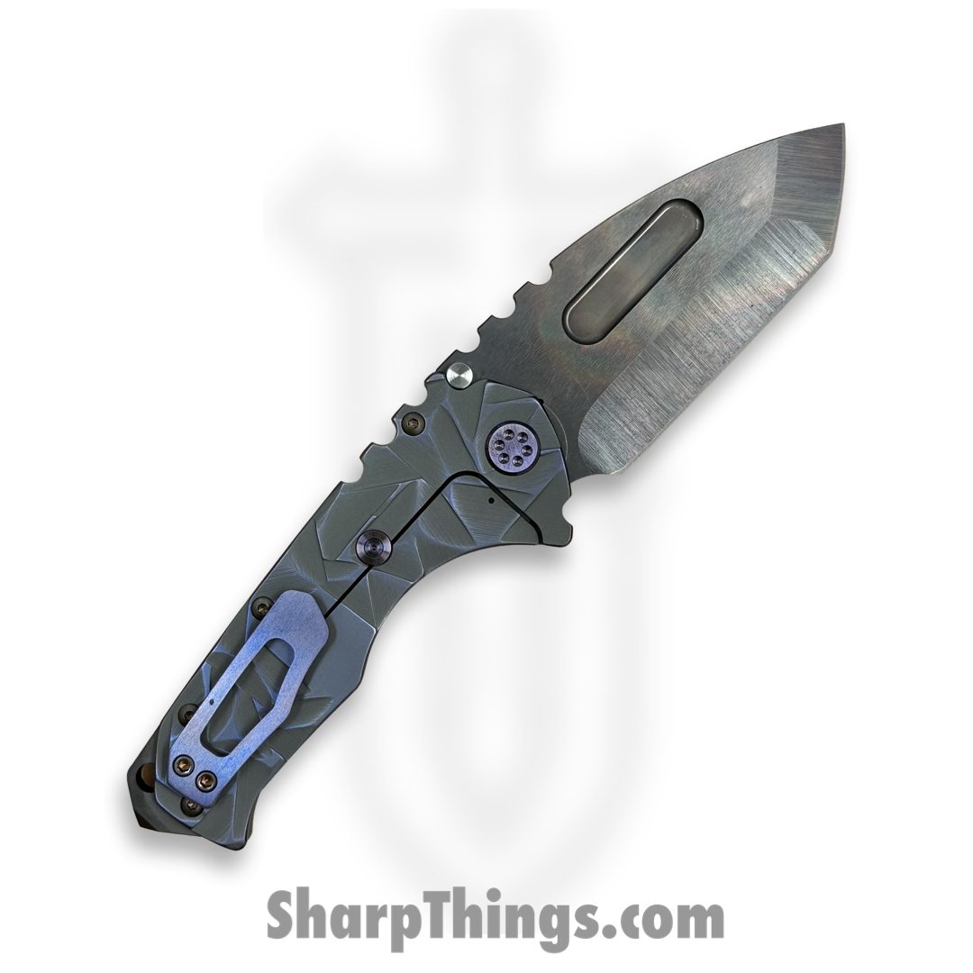 Medford Knife and Tool - MK0124VT-02AN-T3C3-BP - Prae "T" - Folding Knife - S45VN Vulcan Tanto - Titanium - Violet Sculpted Stained Glass - Image 2