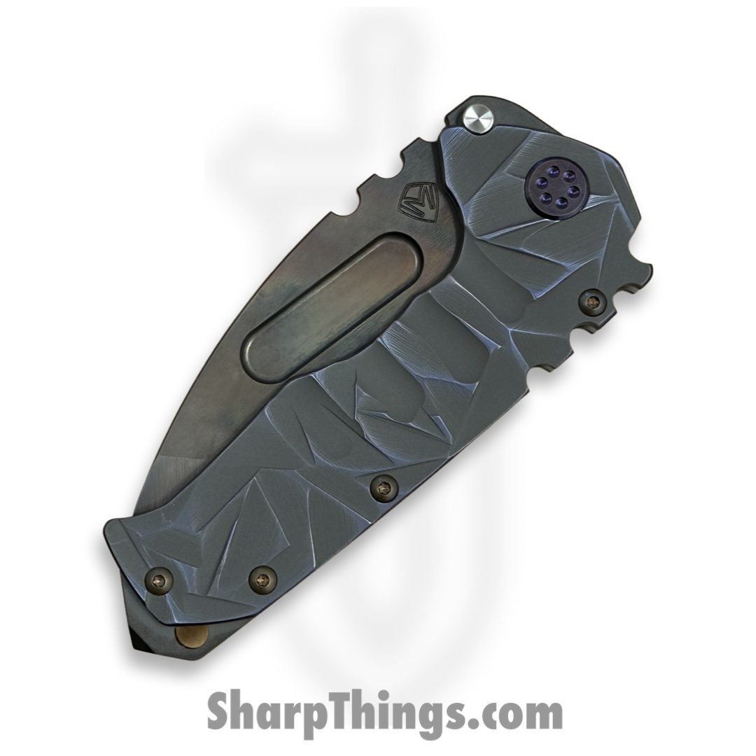 Medford Knife and Tool - MK0124VT-02AN-T3C3-BP - Prae "T" - Folding Knife - S45VN Vulcan Tanto - Titanium - Violet Sculpted Stained Glass - Image 3