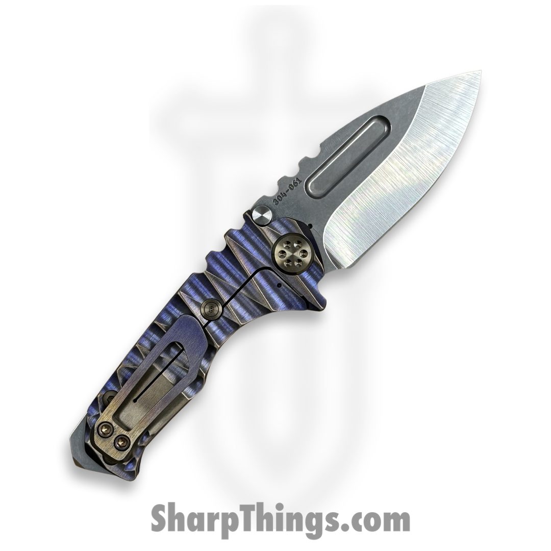 Medford Knife and Tool - MK0084TD-36A1-T1C1-BN - Micro "T" - Folding Knife - S45VN Tumbled Drop Point - Titanium - Bronze Violet Sculpted Lightning - Image 2