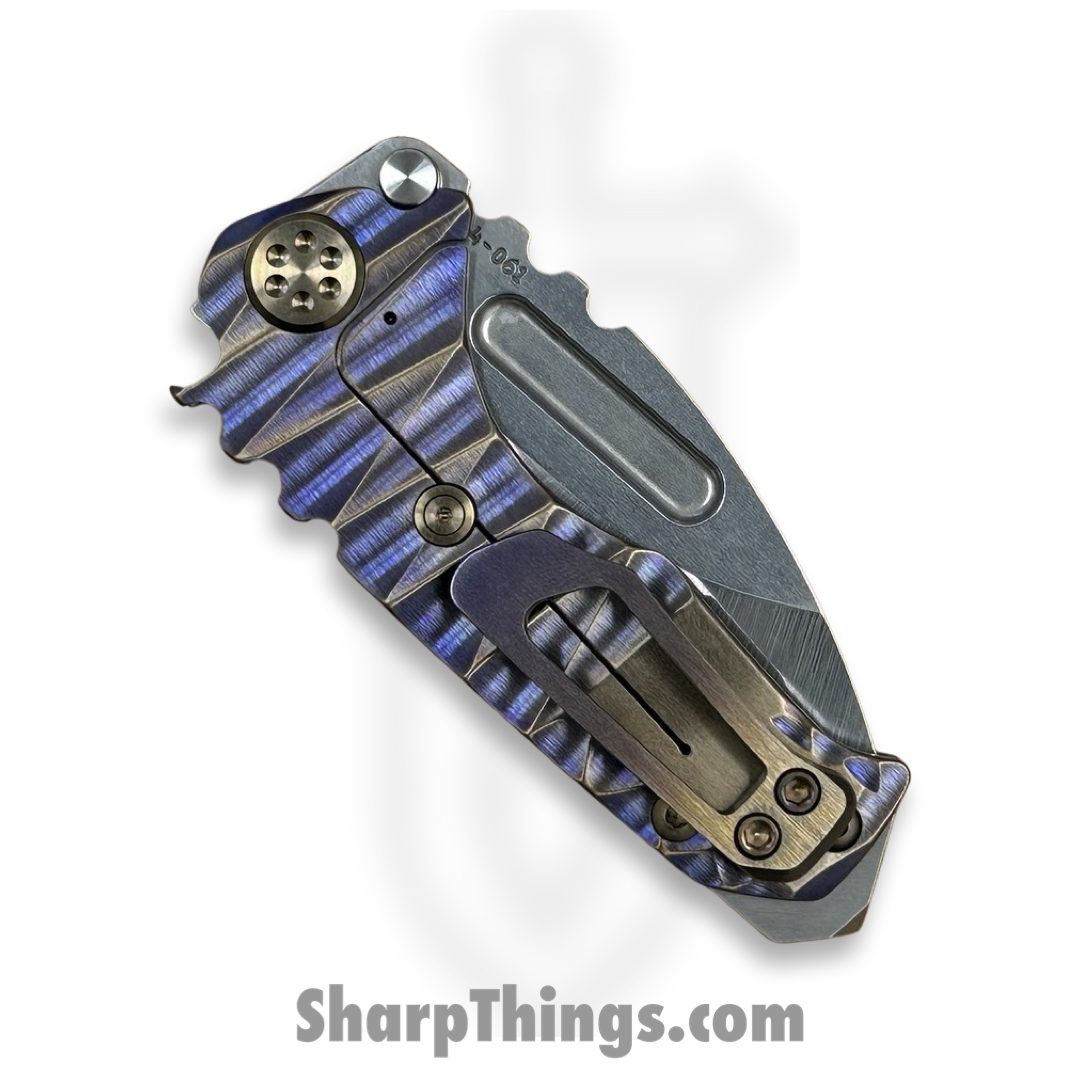 Medford Knife and Tool - MK0084TD-36A1-T1C1-BN - Micro "T" - Folding Knife - S45VN Tumbled Drop Point - Titanium - Bronze Violet Sculpted Lightning - Image 4
