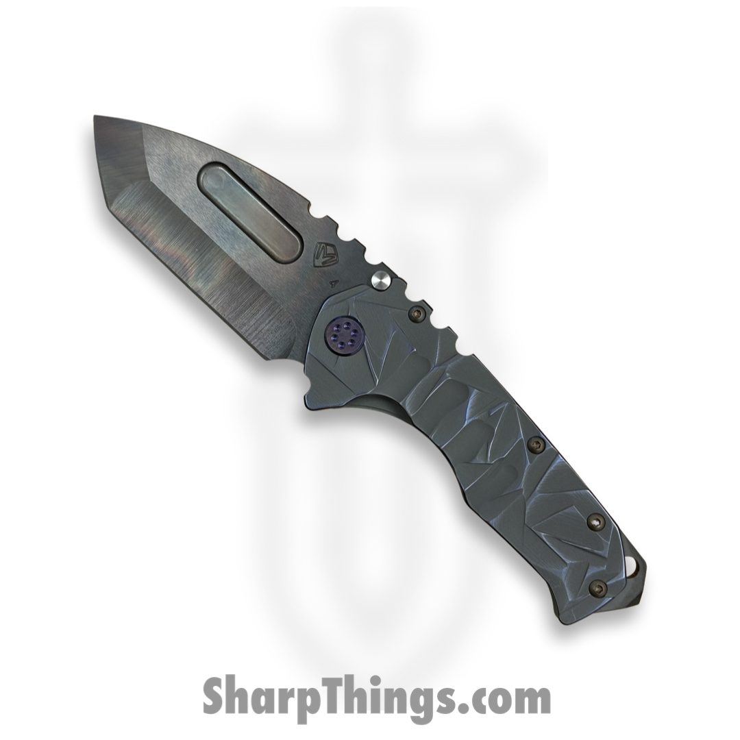 Medford Knife and Tool - MK0124VT-02AN-T3C3-BP - Prae "T" - Folding Knife - S45VN Vulcan Tanto - Titanium - Violet Sculpted Stained Glass