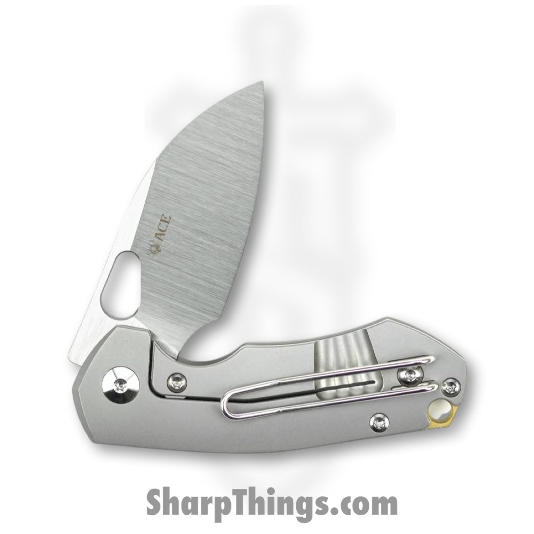 GiantMouse - RIV-TITANIUM - Ace Riv - Folding Knife - M390 Satin Drop Point - Titanium - Natural - Image 3