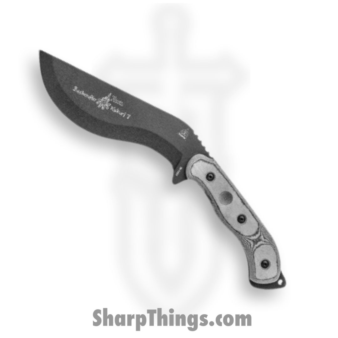 Tops - TPBKUK01 - Bushcrafter Kukuri - Fixed Blade Knife - 1095 Coated - Linen Micarta - Black