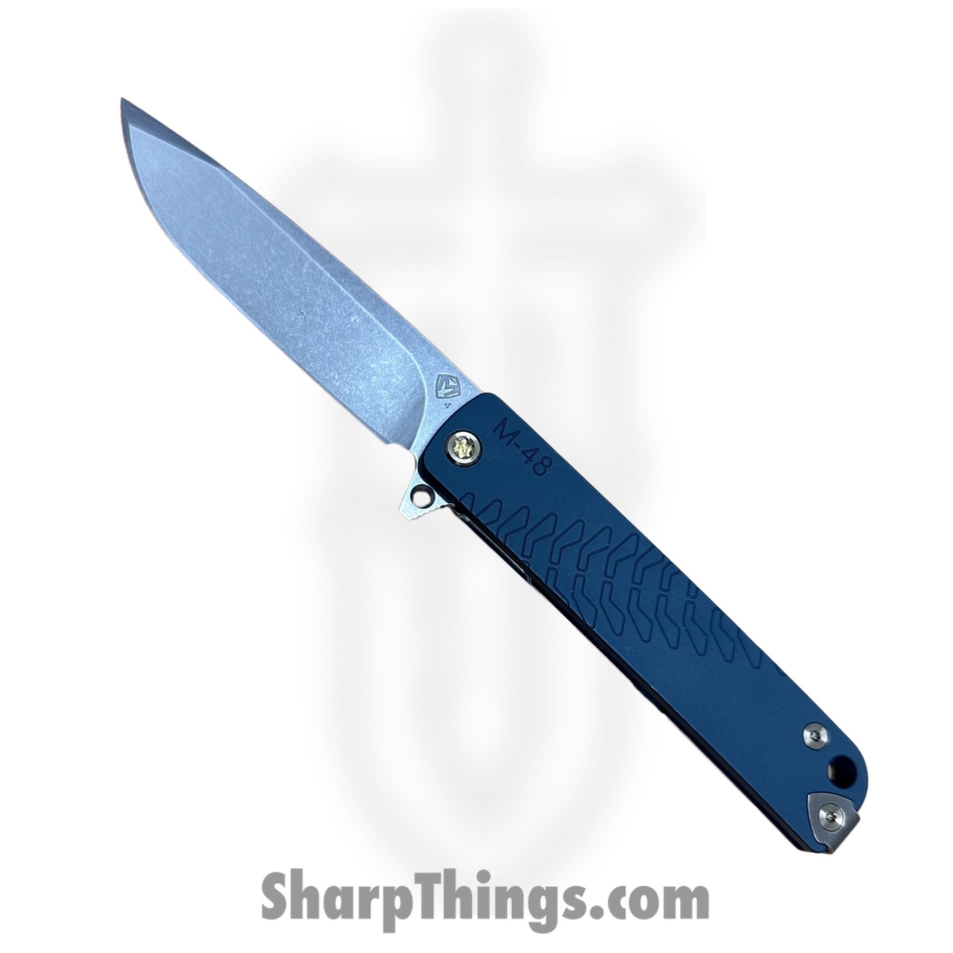 Medford Knife and Tool - MK2124TQ-44TM-T1C1-Q4 - M-48 - Folding Knife - S45VN Tumbled Magnus Edge Drop Point - Aluminum - Blue