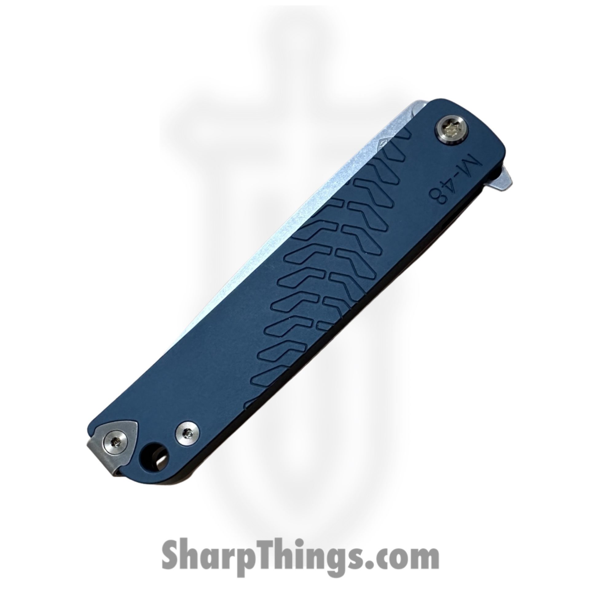 Medford Knife and Tool - MK2124TQ-44TM-T1C1-Q4 - M-48 - Folding Knife - S45VN Tumbled Magnus Edge Drop Point - Aluminum - Blue - Image 3