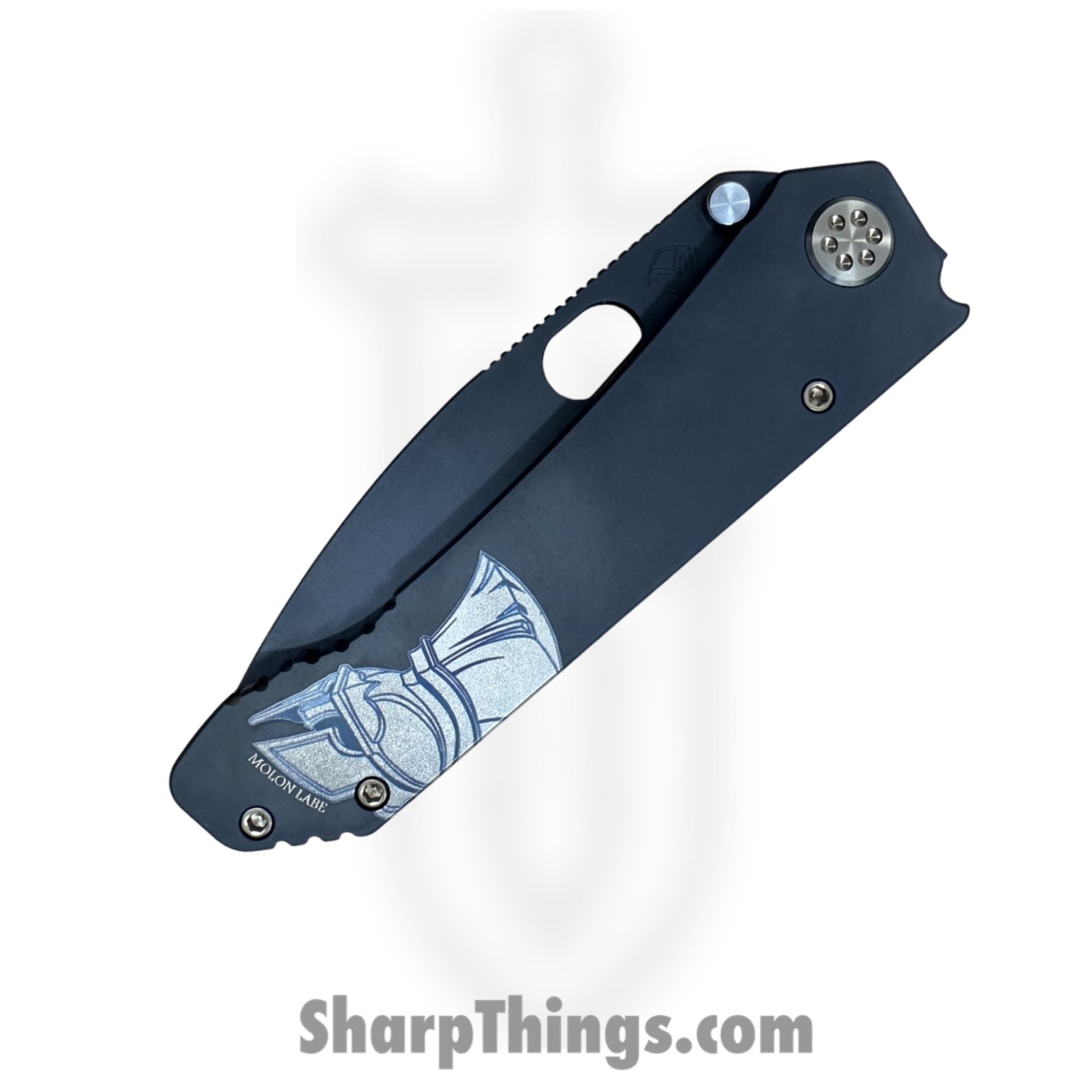 Medford Knife and Tool - MK002DPQ-30PV-T1C1-Q4 - 187 DP - Folding Knife - D2 Coated Drop Point - Titanium - PVD Bronze Molon Labe - Image 3