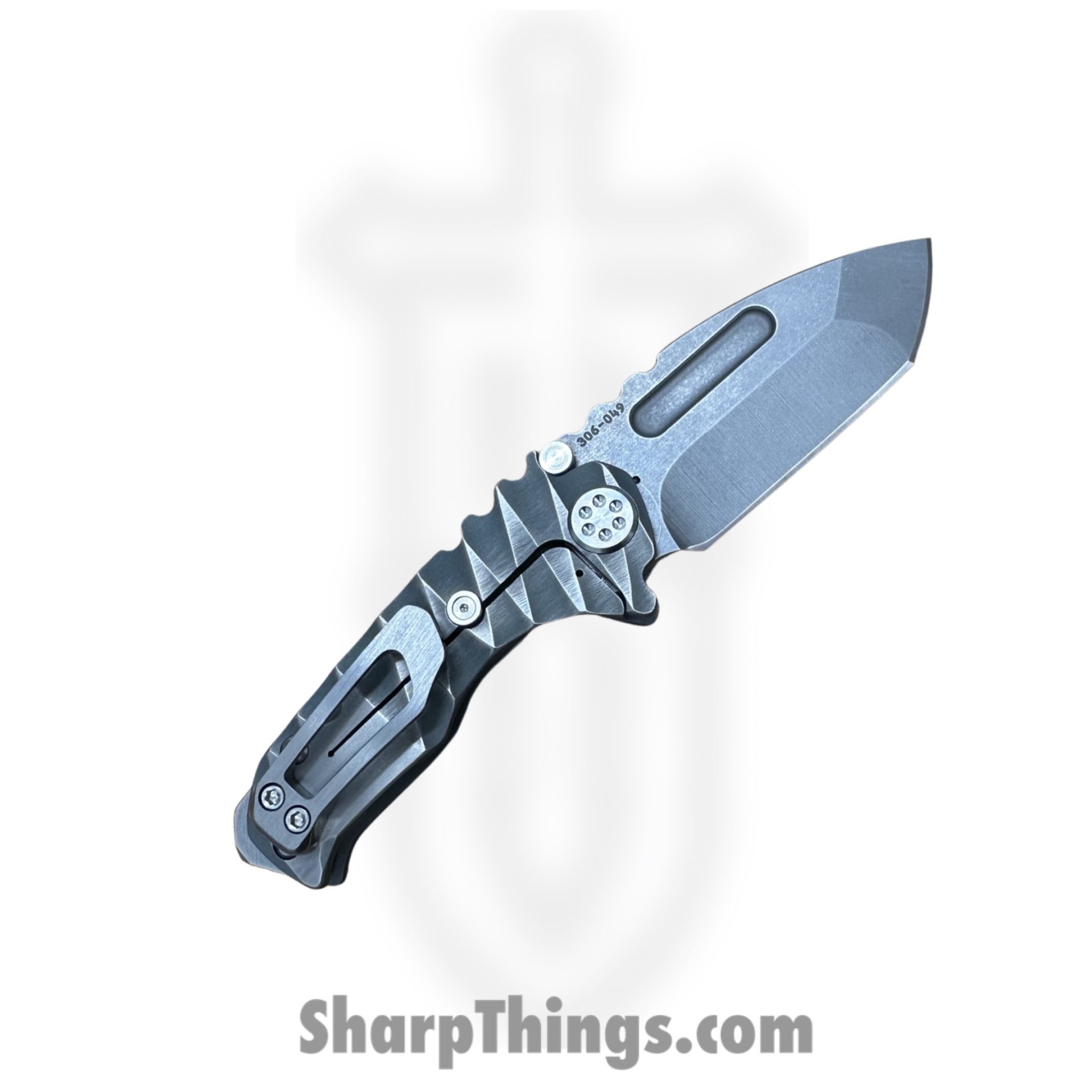 Medford Knife and Tool - MK0084TT-01TM-TSCS-BN - Micro "T" - Folding Knife - S45VN Tumbled Tanto - Titanium - BB Cement Brush Silver Lightning - Image 2