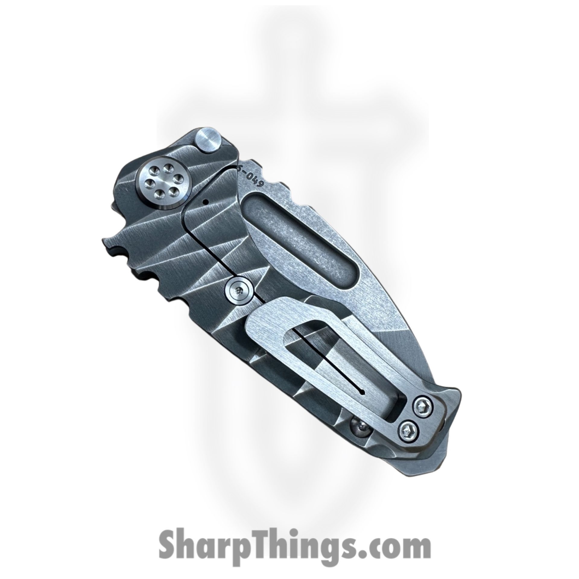 Medford Knife and Tool - MK0084TT-01TM-TSCS-BN - Micro "T" - Folding Knife - S45VN Tumbled Tanto - Titanium - BB Cement Brush Silver Lightning - Image 4