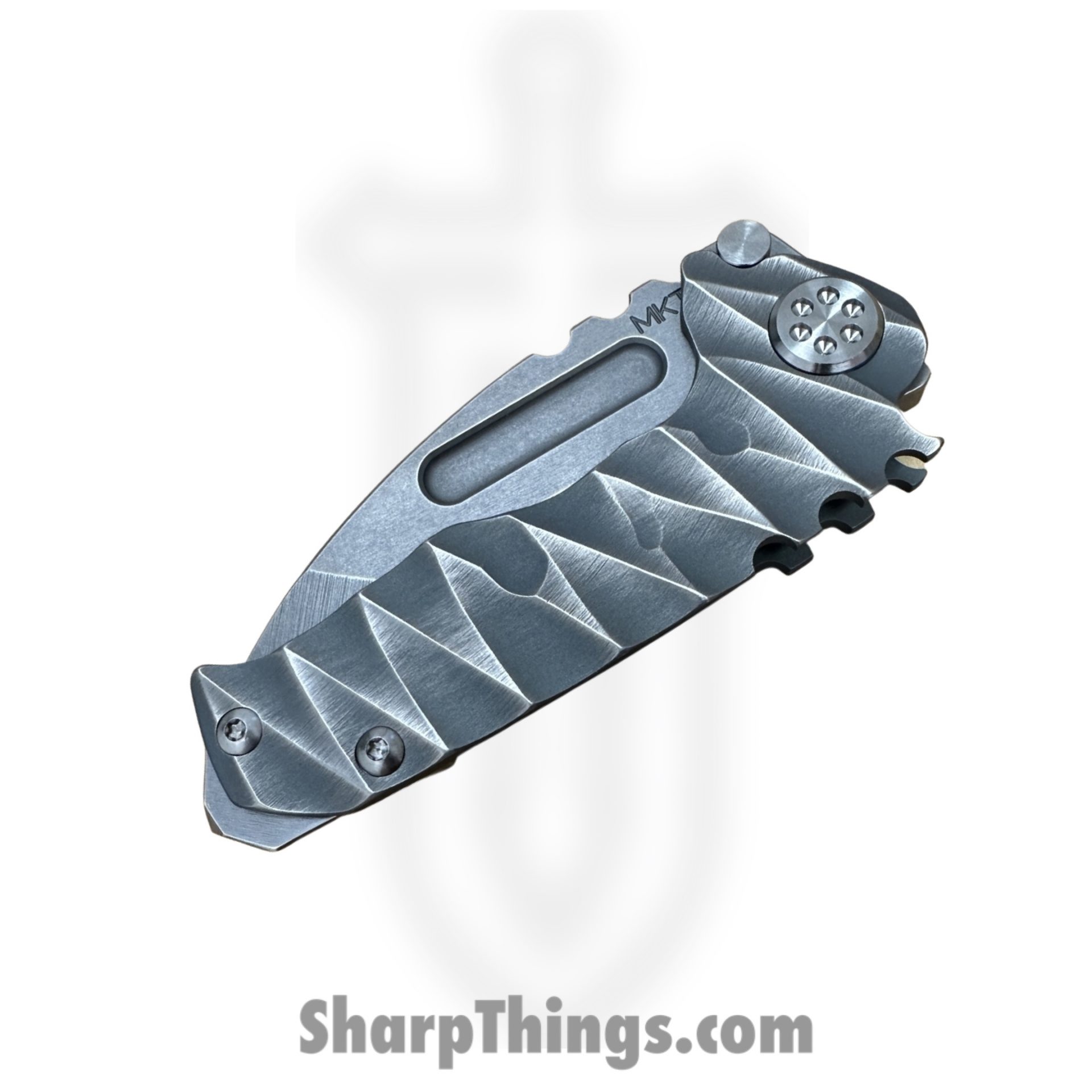Medford Knife and Tool - MK0084TT-01TM-TSCS-BN - Micro "T" - Folding Knife - S45VN Tumbled Tanto - Titanium - BB Cement Brush Silver Lightning - Image 3