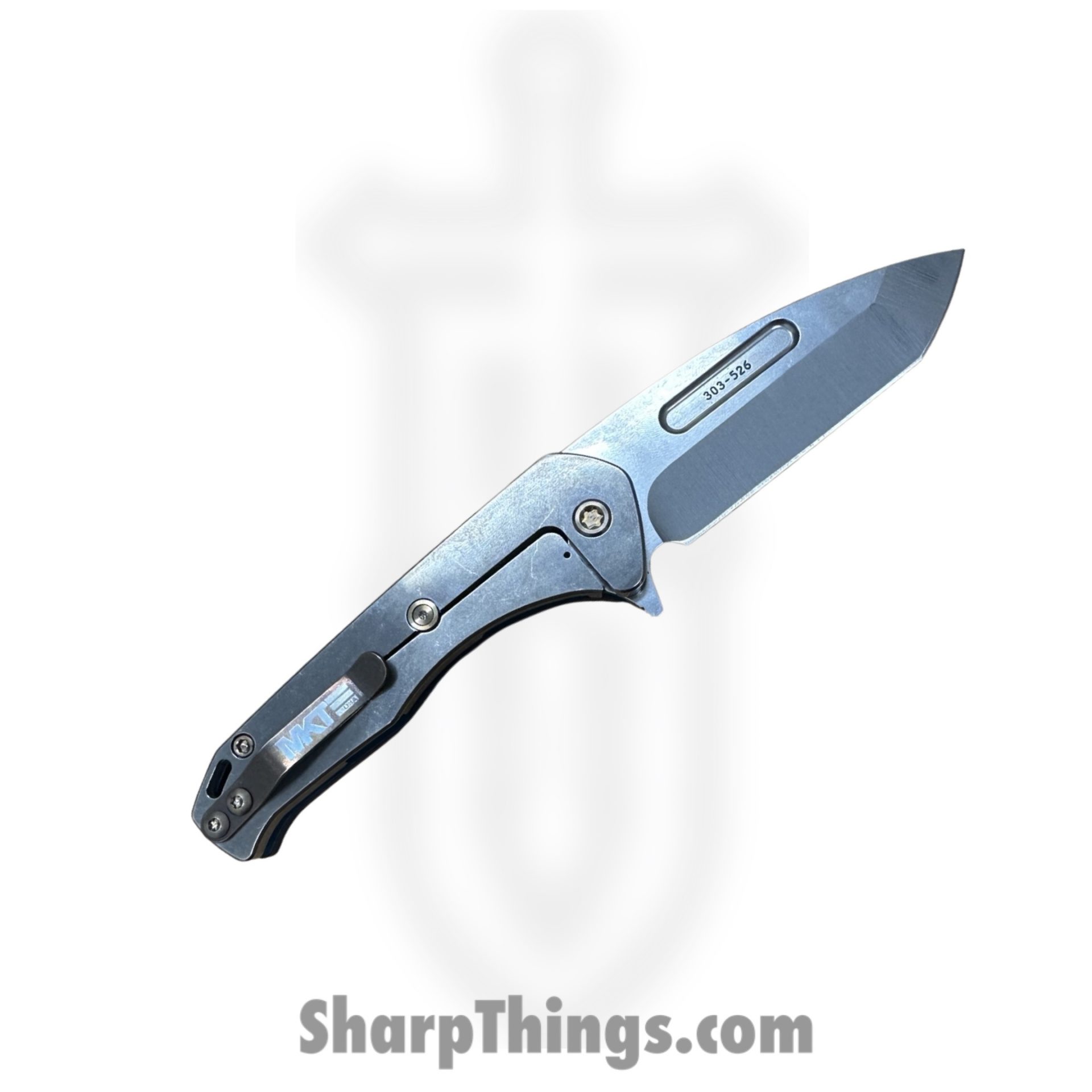 Medford Knife and Tool - MKFF2064TT-44TM-T1C1-Q4 - Swift FL Flipper - Folding Knife - S45VN Tumbled Tanto - Titanium - Blue - Image 2