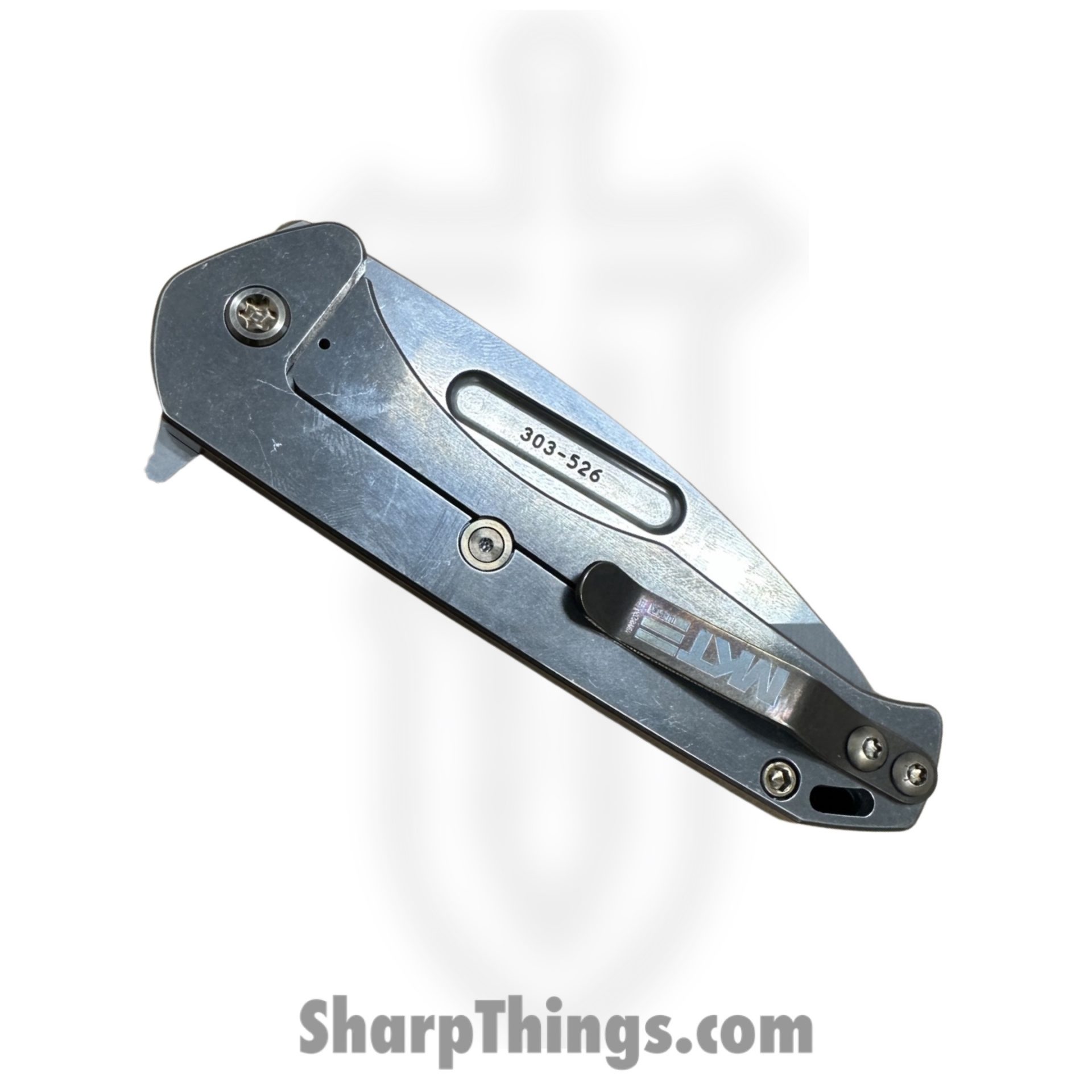 Medford Knife and Tool - MKFF2064TT-44TM-T1C1-Q4 - Swift FL Flipper - Folding Knife - S45VN Tumbled Tanto - Titanium - Blue - Image 4