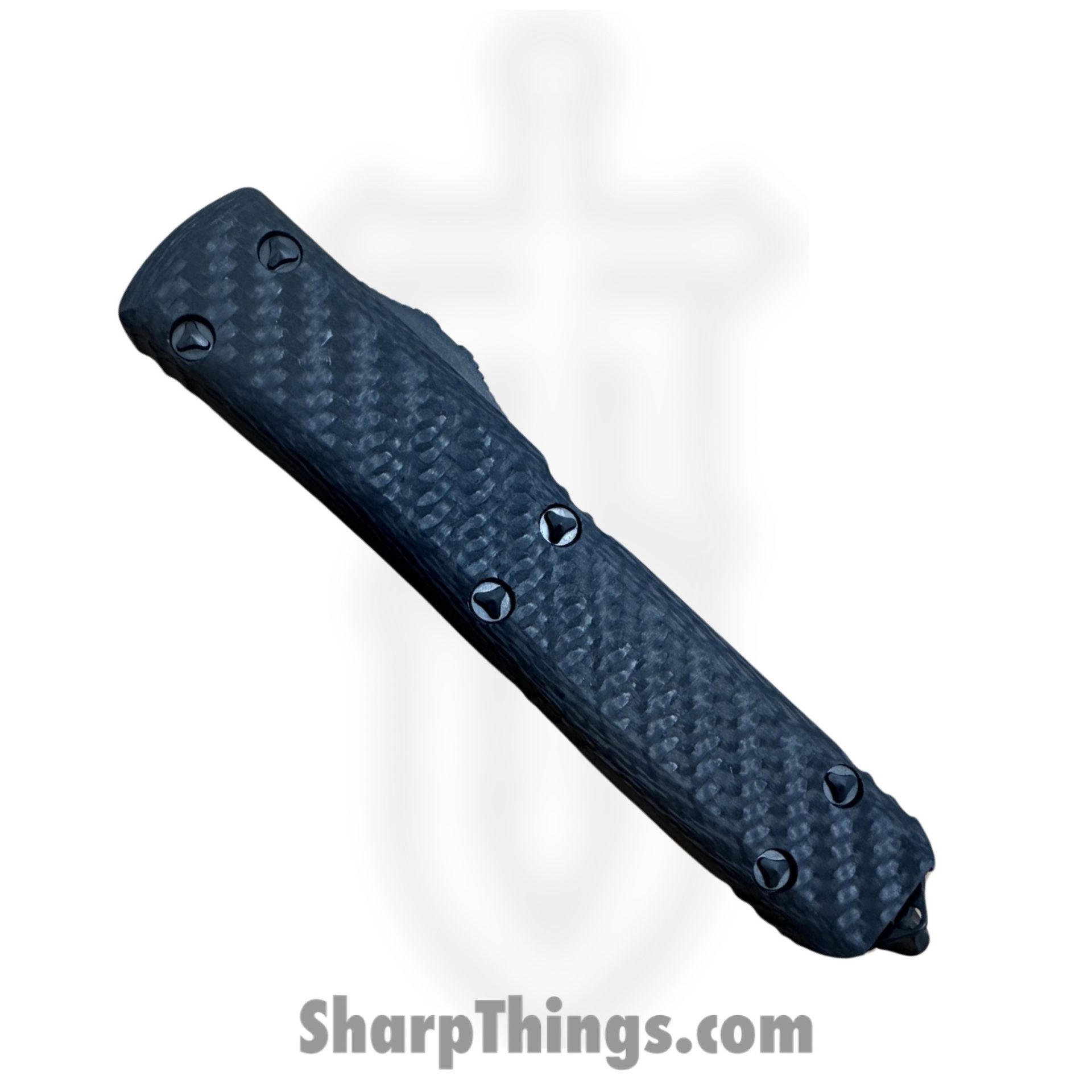 Microtech - 119-1DLCTCFSH - UT Hellhound Shadow - OTF Auto - DLC Hellhound - Aluminum Carbon Fiber Top - Black - Image 3