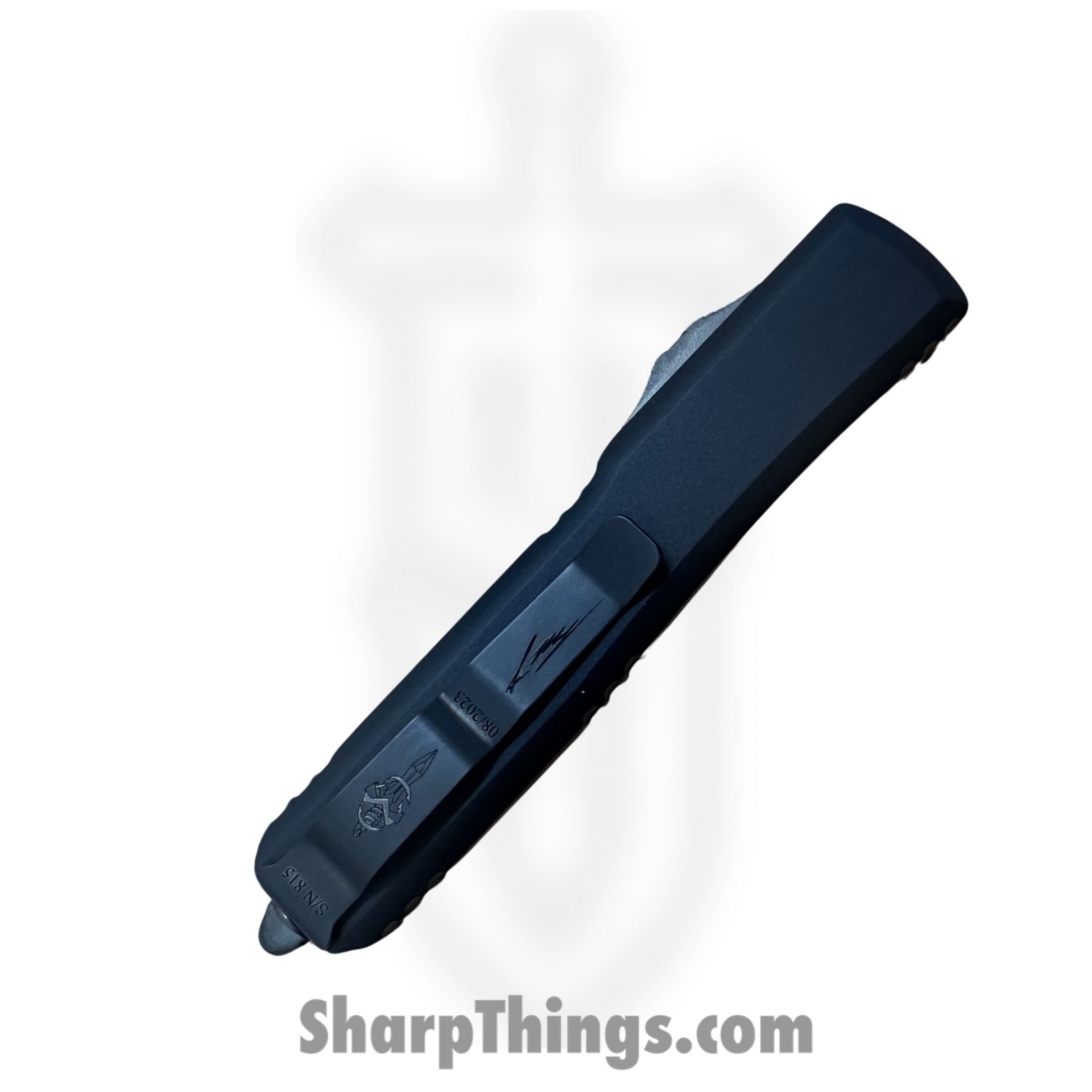 Microtech - 119-1DLCTCFSH - UT Hellhound Shadow - OTF Auto - DLC Hellhound - Aluminum Carbon Fiber Top - Black - Image 4