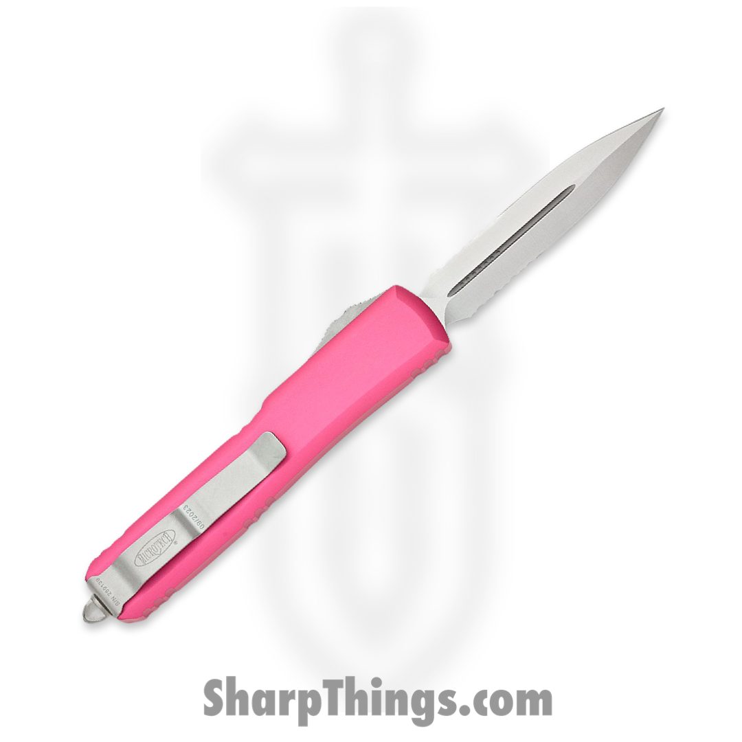 Microtech - 122-11PK - Ultratech - OTF Auto - Stonewash Dagger - 6061 T6 Aluminum - Pink - Image 2