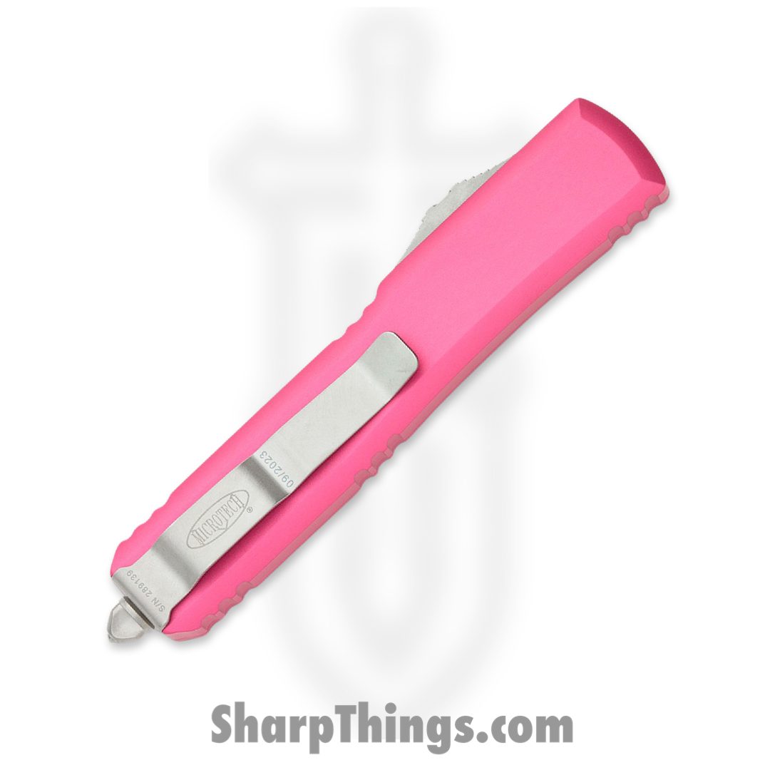 Microtech - 122-11PK - Ultratech - OTF Auto - Stonewash Dagger - 6061 T6 Aluminum - Pink - Image 4