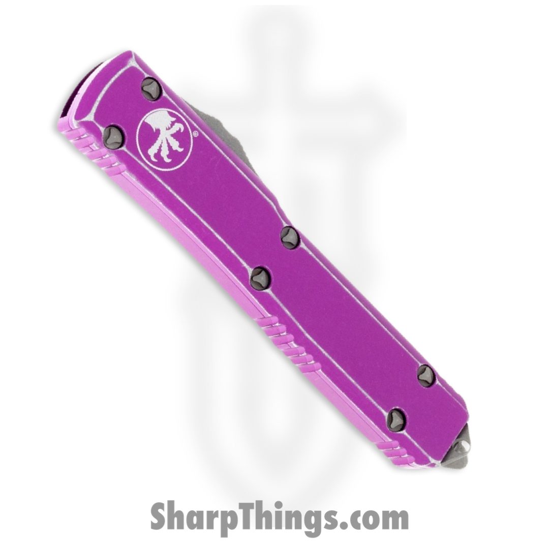 Microtech - 122-D12DVI - Ultratech - OTF Auto - Apocalyptic Dagger Serrated - 6061 T6 Aluminum - Distressed Violet - Image 3