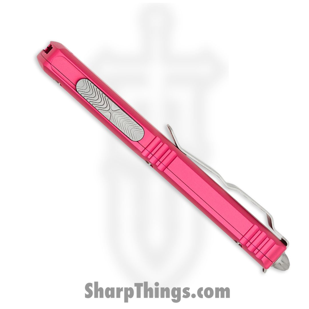 Microtech - 123-11PK - Ultratech - OTF Auto - Stonewash Tanto Partially Serrated - 6061 T6 Aluminum - Pink - Image 5
