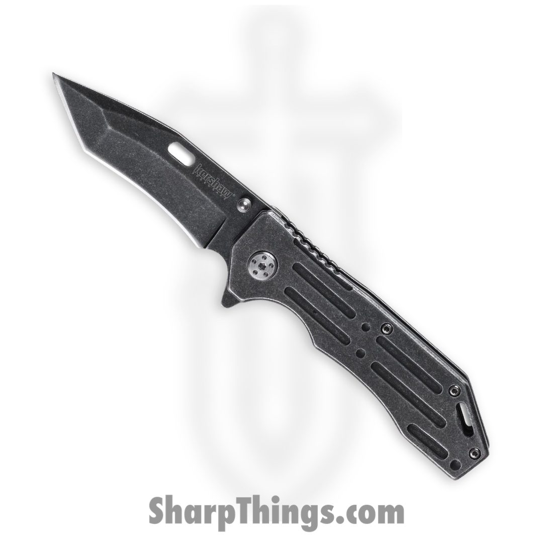 Kershaw - 1302BW - Lifter - Folding Knife - 4Cr14 BlackWash™ American Tanto with Recurve - Stainless Steel - BlackWash™