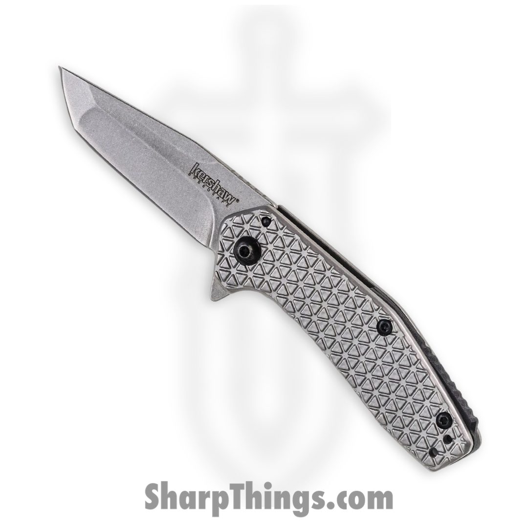 Kershaw - 1324 - Cathode - Folding Knife - 4Cr14 Stonewash American Tanto - Stainless Steel - Silver