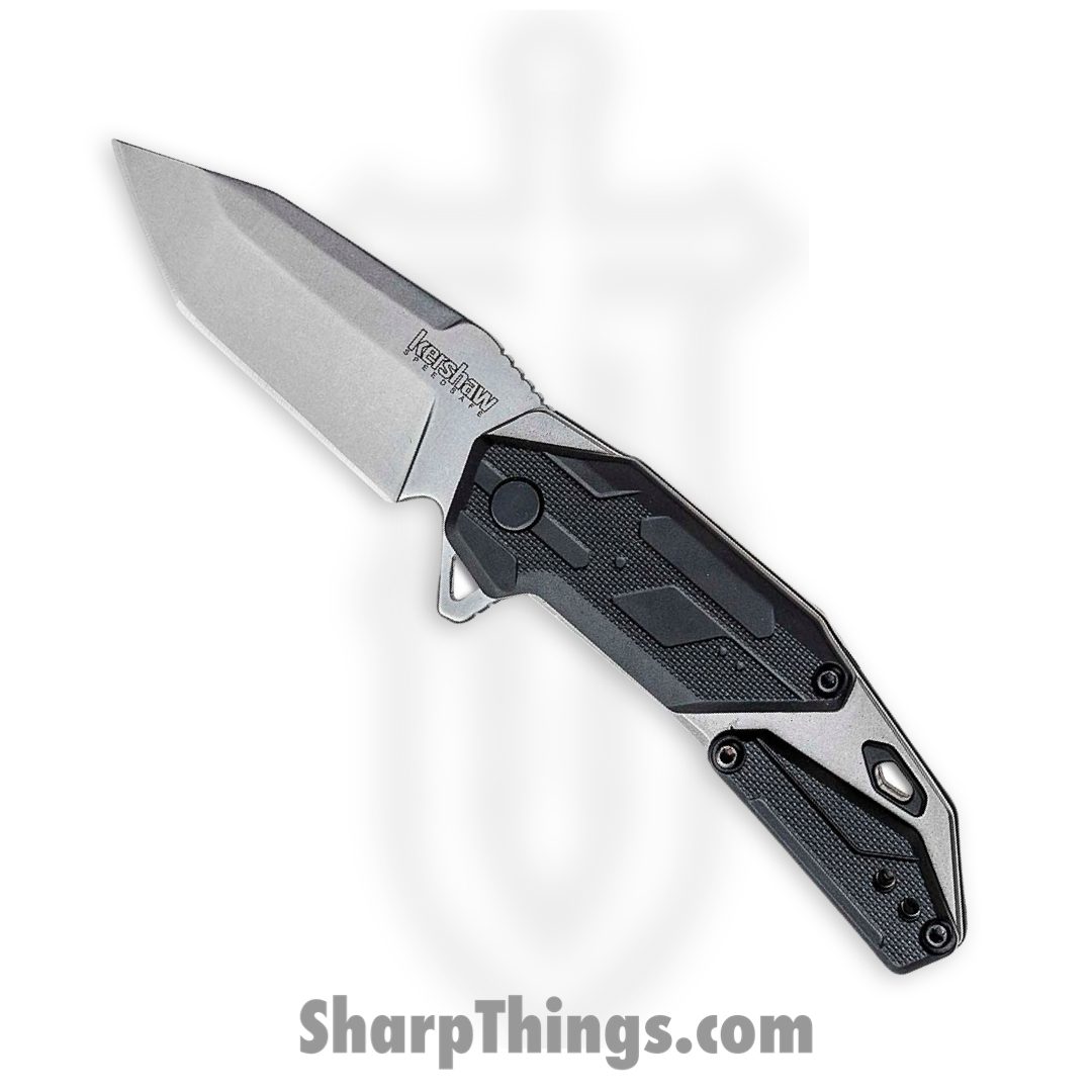 Kershaw - 1401 - Jetpack - Folding Knife - 8Cr13MoV Stonewash American Tanto - Stainless Steel Glass Filled Nylon Overlay - Silver Black