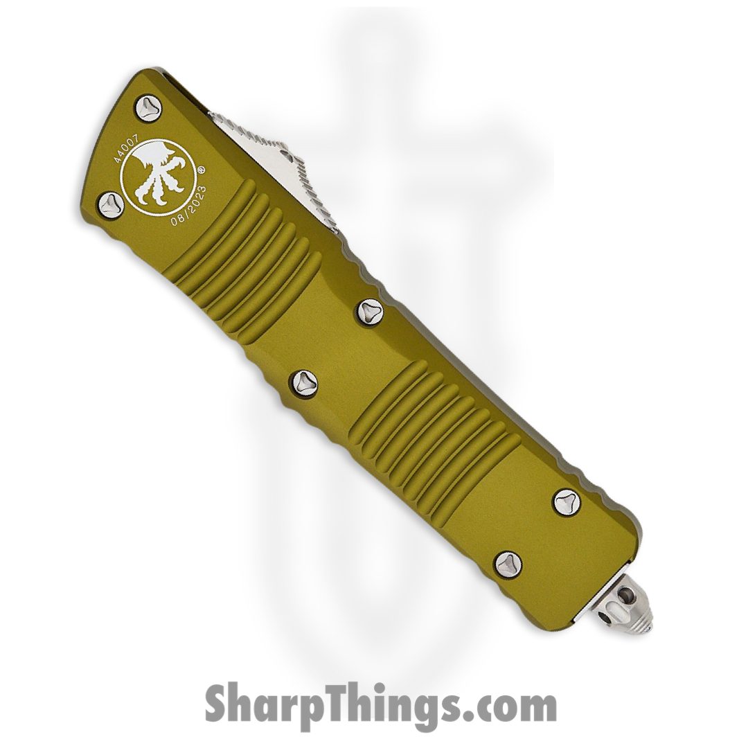Microtech - 142-11OD - Combat Troodon - OTF Auto - Stonewash Dagger Partially Serrated - 6061 T6 Aluminum - OD Green - Image 3