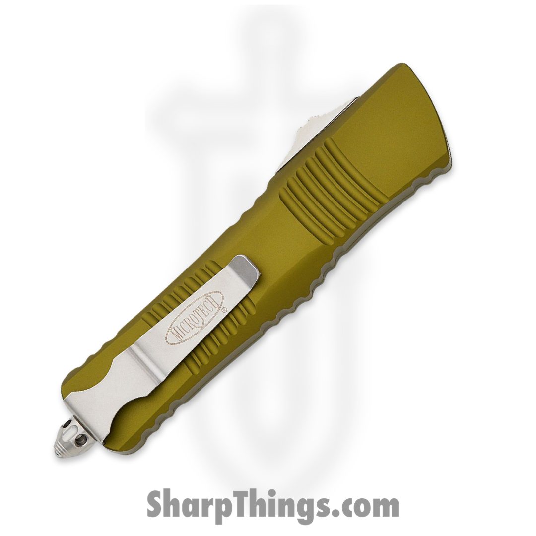 Microtech - 142-11OD - Combat Troodon - OTF Auto - Stonewash Dagger Partially Serrated - 6061 T6 Aluminum - OD Green - Image 4