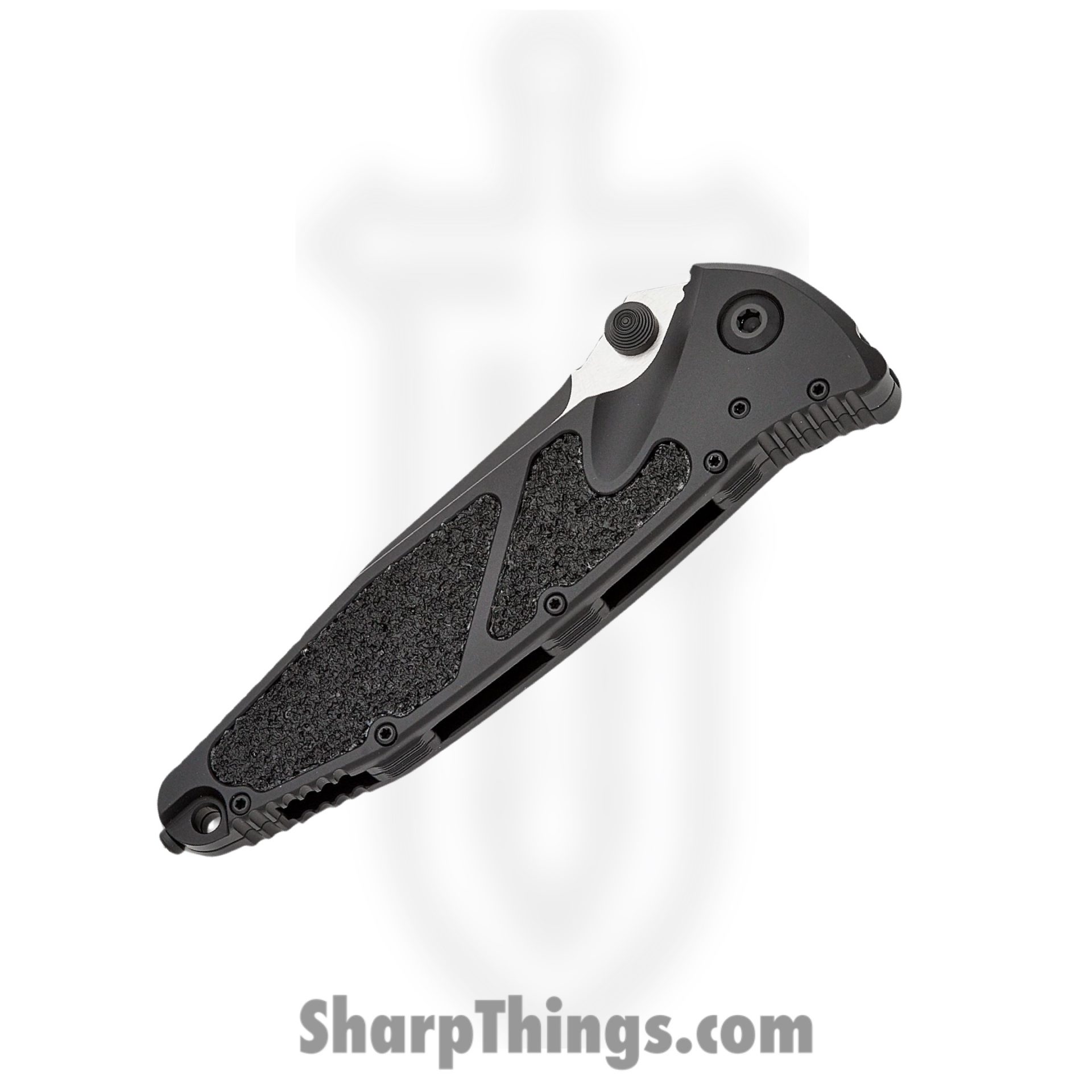 Microtech - 160-1T - Socom Elite - Folding Knife - Elmax, M390, 204P Two Tone Clip Point - Aluminum/Textured Rubber Insert - Black - Image 5