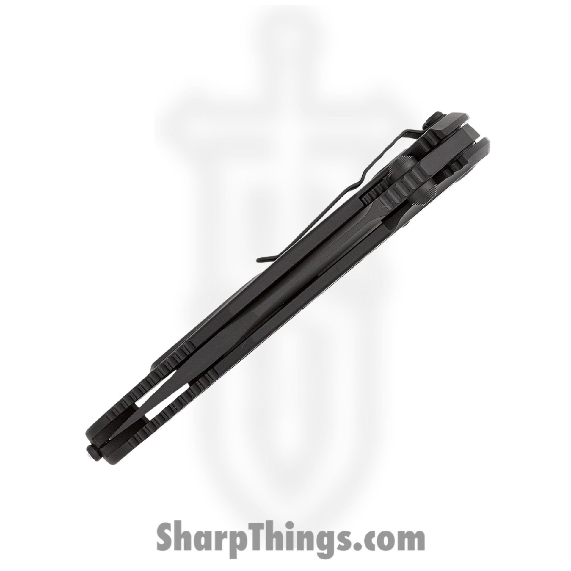 Microtech - 160-1T - Socom Elite - Folding Knife - Elmax, M390, 204P Two Tone Clip Point - Aluminum/Textured Rubber Insert - Black - Image 3