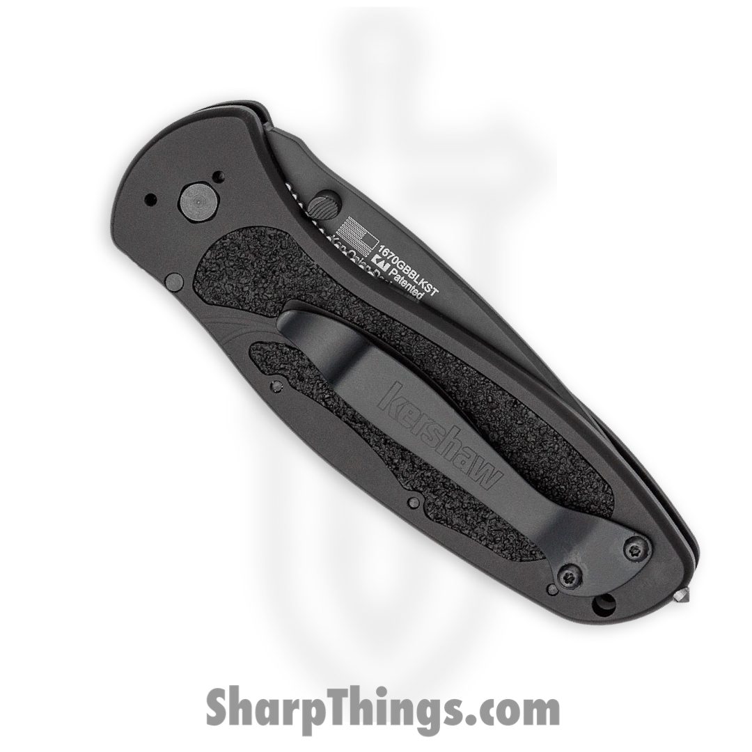 Kershaw - 1670GBBLKST - Blur - Folding Knife - 14C28N Cerakote Drop Point - 6061-T6 Aluminum Trac-Tec Inserts - Black - Image 3