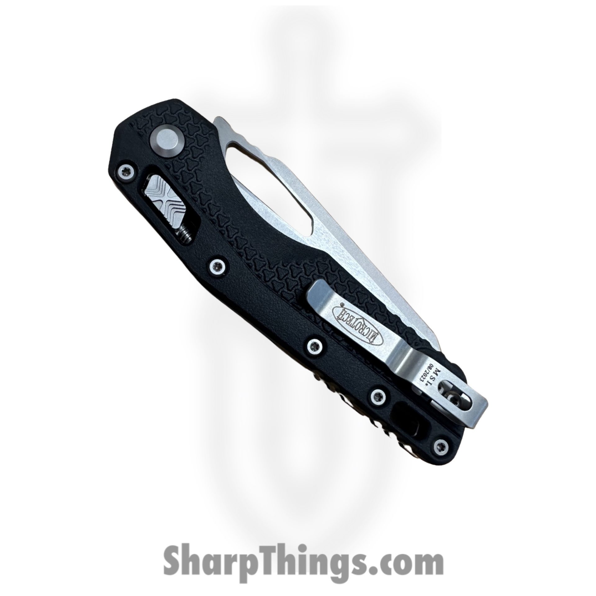 Microtech - 210T-12PMBK - MSI - Folding Knife - M390MK Stonewash Wharncliffe F/S - Injection Molded High Strength Polymer - Black - Image 2