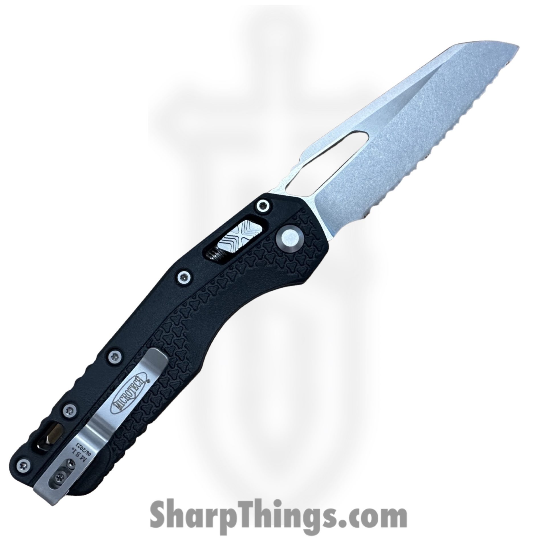 Microtech - 210T-12PMBK - MSI - Folding Knife - M390MK Stonewash Wharncliffe F/S - Injection Molded High Strength Polymer - Black - Image 4