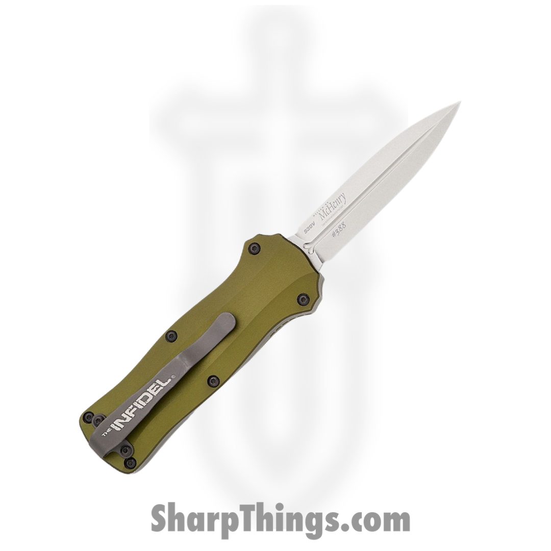 Benchmade - 3350-2302 - Mini Infidel Limited Edition - OTF Auto - CPM S30V Stonewash Double Edge - 6061-T6 Aluminum - Woodland Green - Image 2