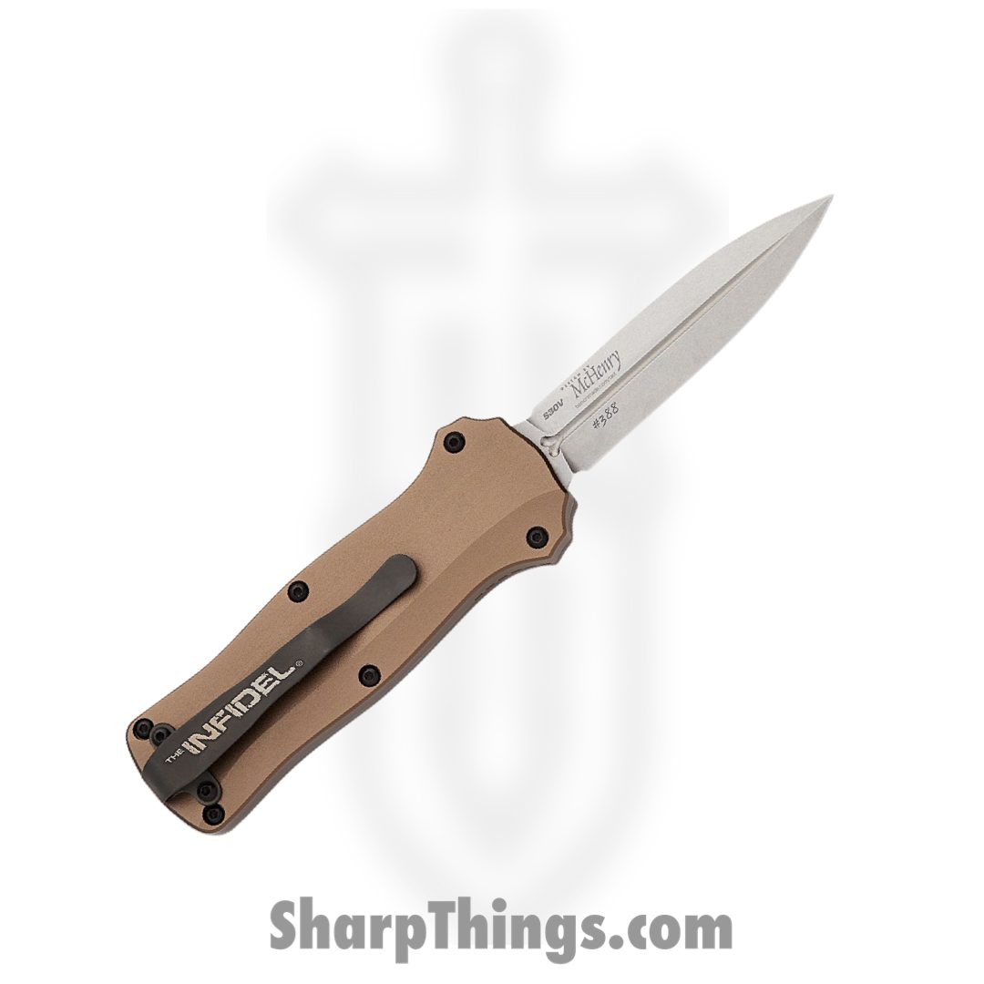 Benchmade - 3350-2303 - Mini Infidel Limited Edition - OTF Auto - CPM S30V Stonewash Double Edge - 6061-T6 Aluminum - Flat Dark Earth - Image 2